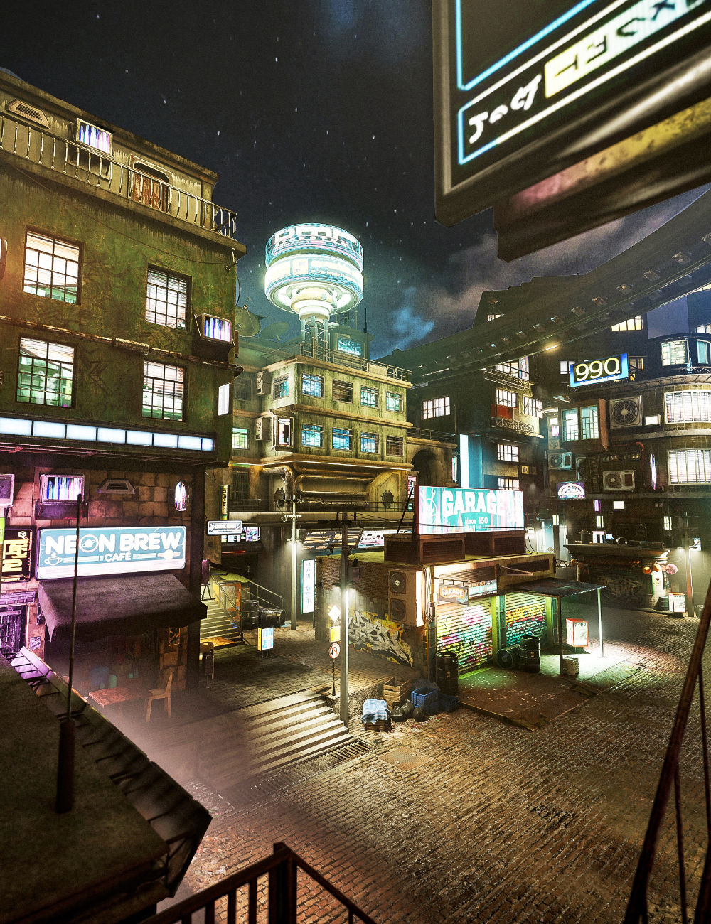 XI Retro Futuristic Street by: Xivon, 3D Models by Daz 3D
