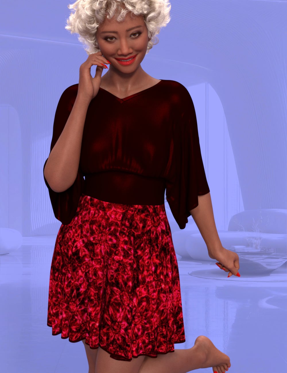 DNA dForce Carla Dress for Genesis 9 by: Donnena, 3D Models by Daz 3D