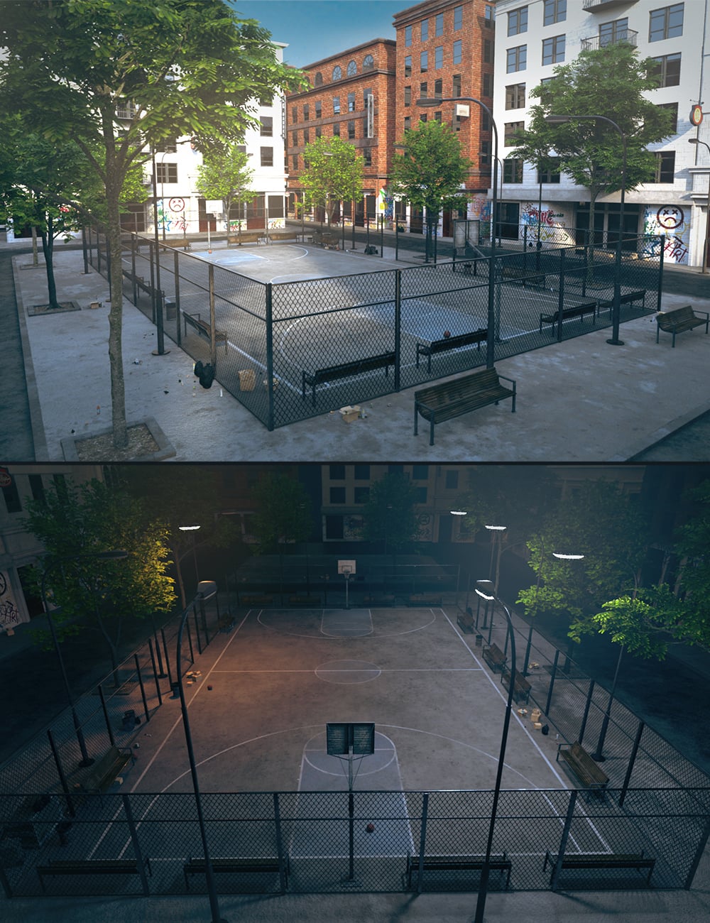 Polish Street Basketball Court by: Polish, 3D Models by Daz 3D