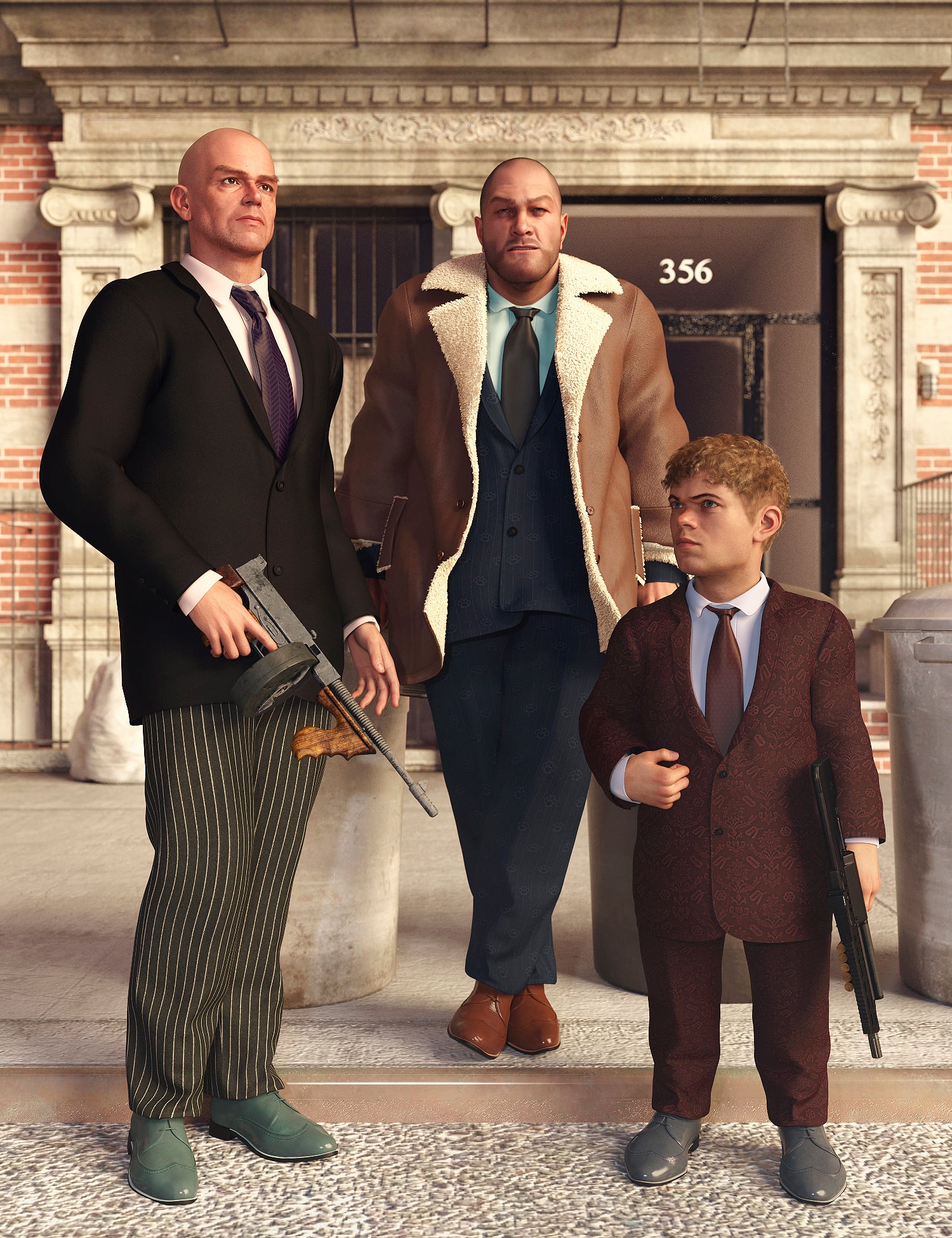 dForce 90s Mob Look Outfit for Genesis 9 Texture Add-On by: fjaa3d, 3D Models by Daz 3D