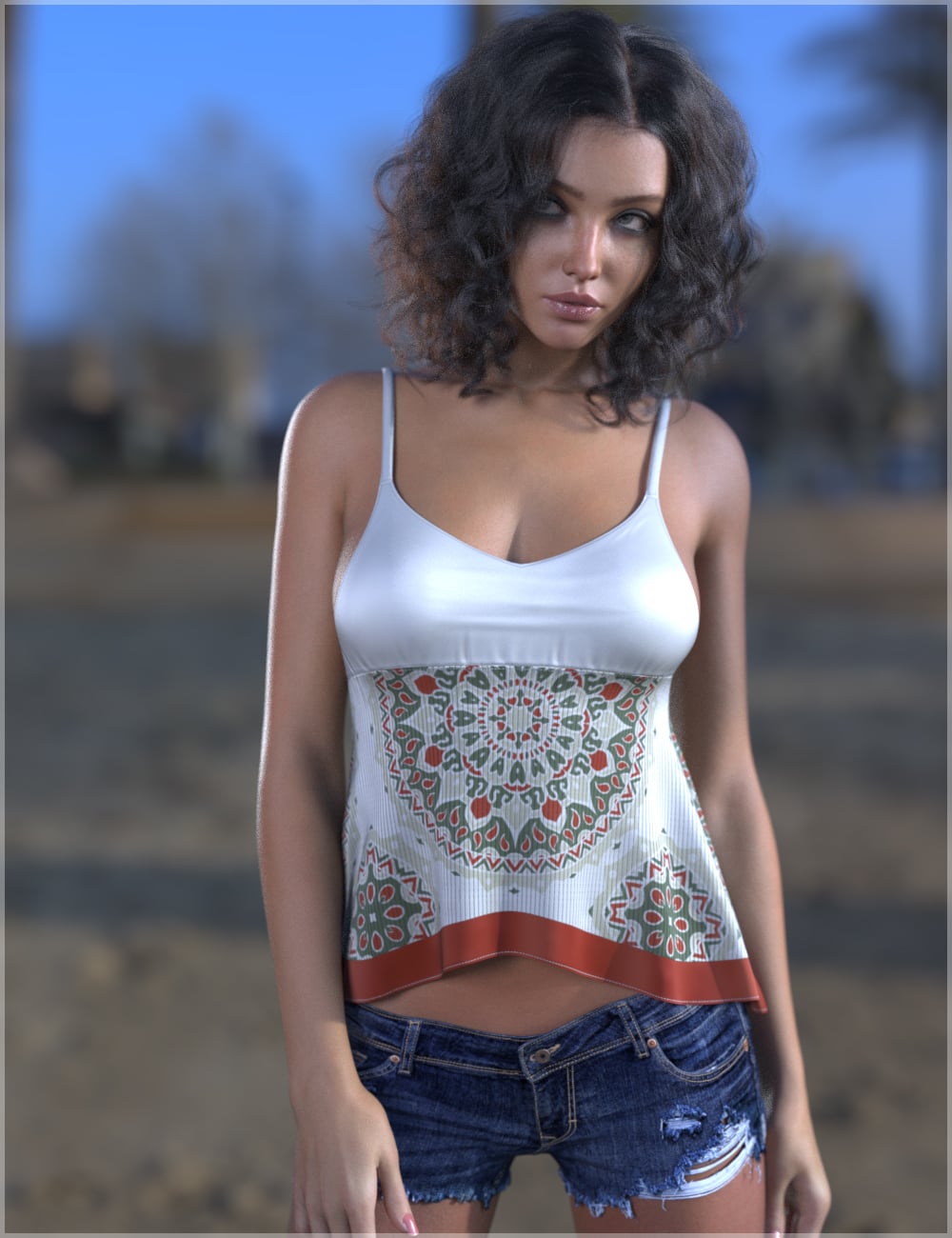 dForce Flowy Summer Tank for Genesis 9 by: Sveva, 3D Models by Daz 3D