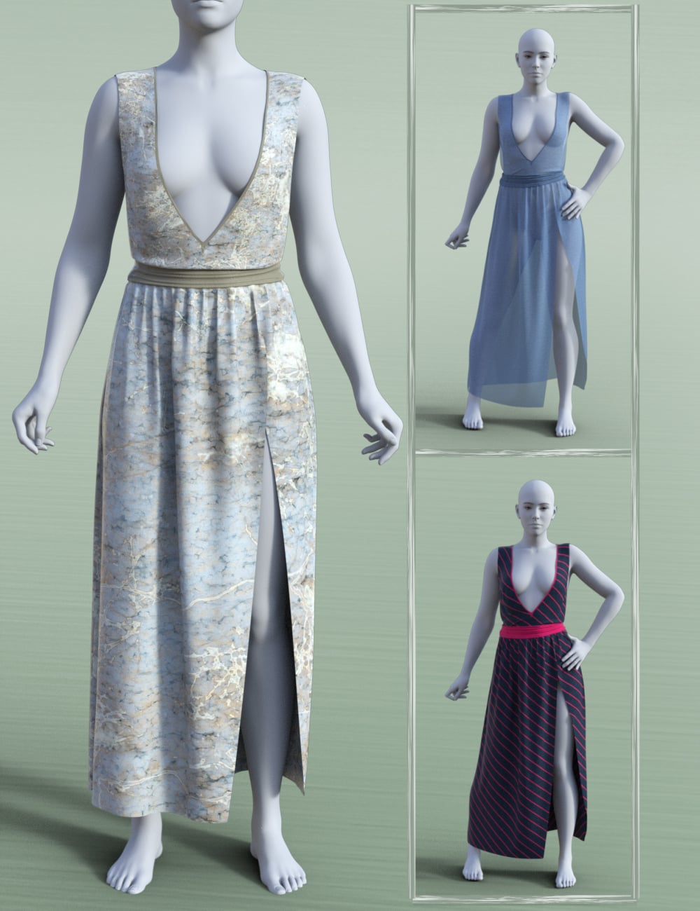JW dForce Long Dress for Genesis 9 by: JWolf, 3D Models by Daz 3D