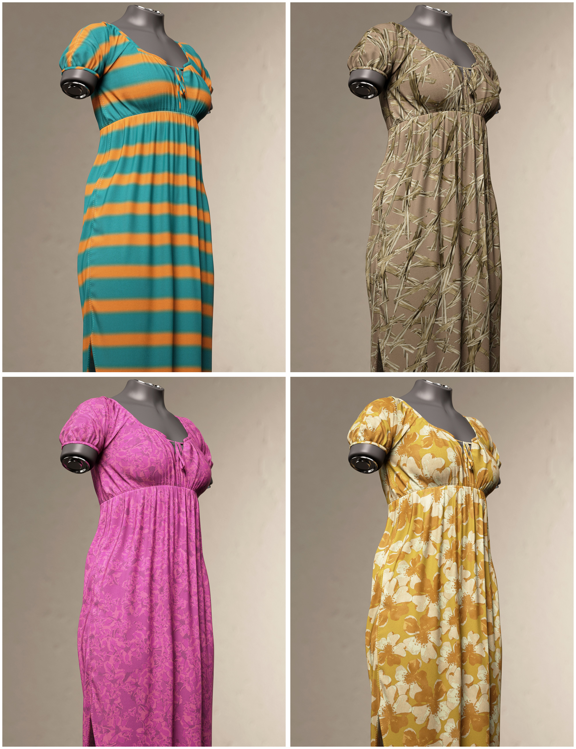 Textures Addon for 2-in-1 Ruffled Maxi Dress by: outoftouch, 3D Models by Daz 3D