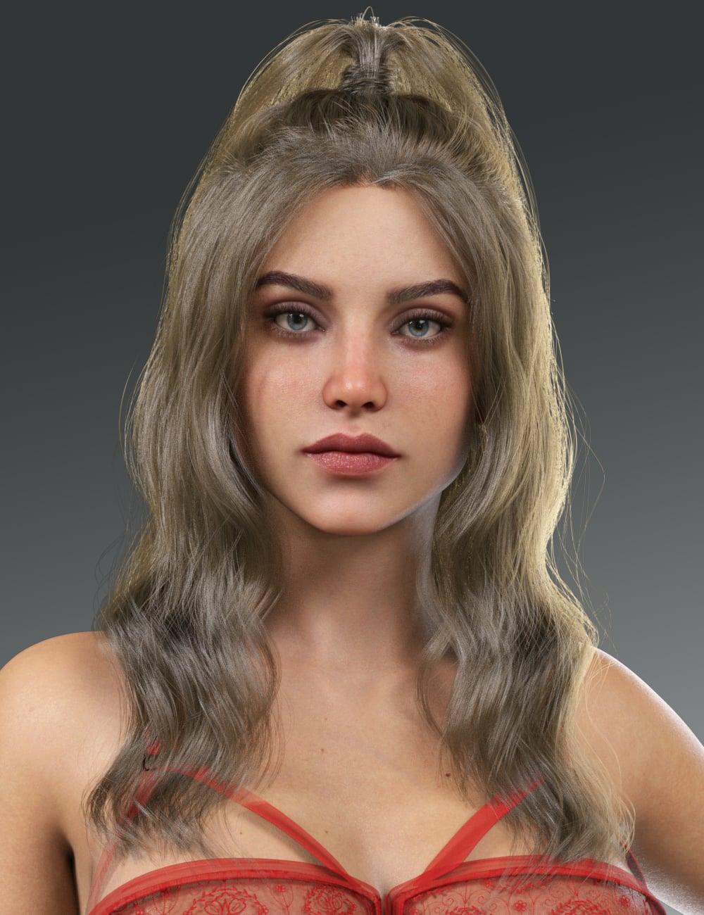 dForce High Ponytail Curly Hair for Genesis 9 by: Magic Brush, 3D Models by Daz 3D