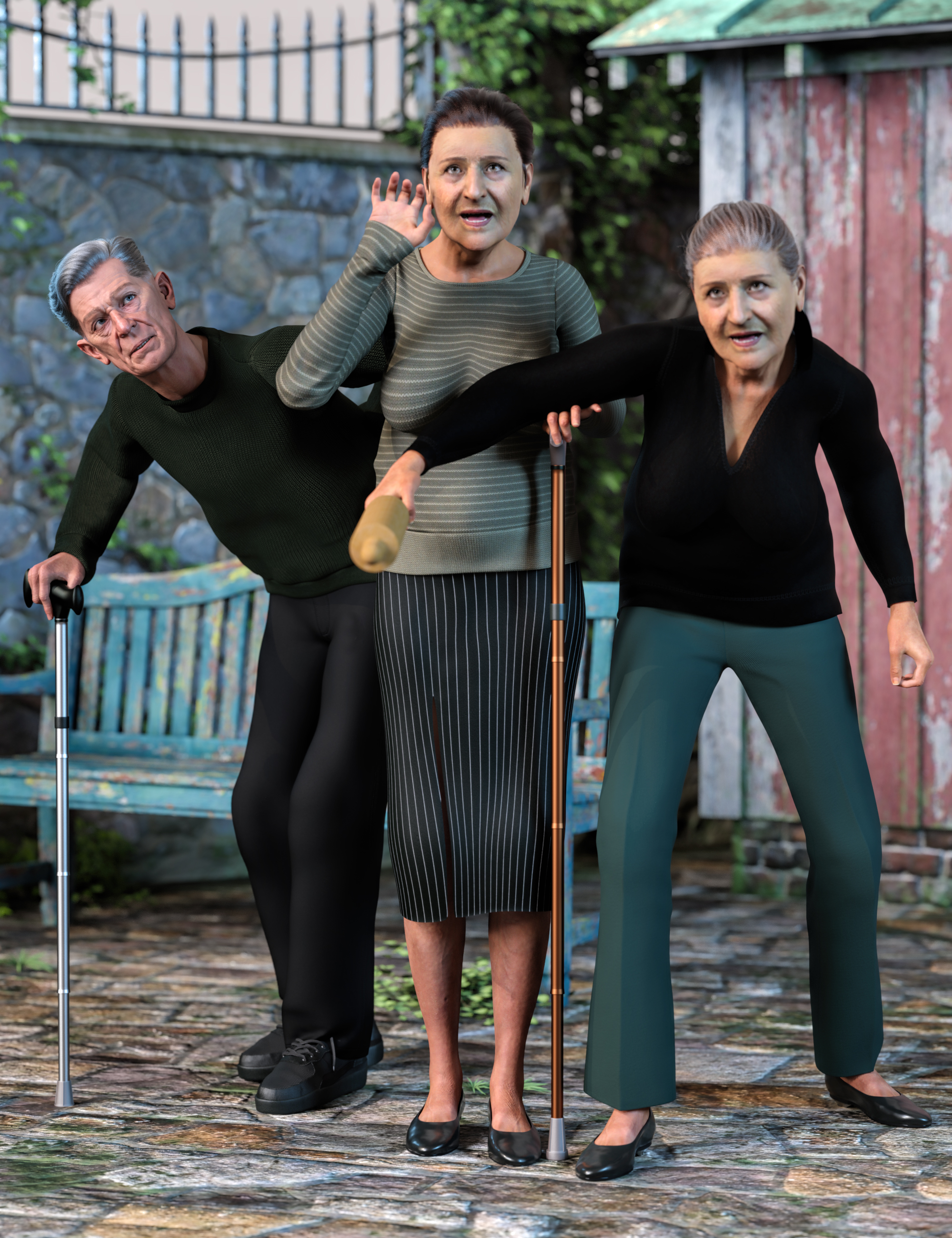 Z Pose Library Old Age Mega Set for Genesis 9 and 8 Female by: Zeddicuss, 3D Models by Daz 3D