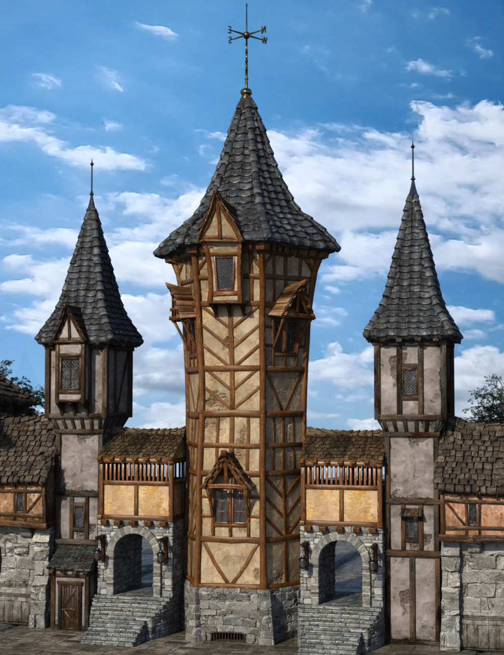 FTS Breezeways and Towers by: The Alchemist, 3D Models by Daz 3D