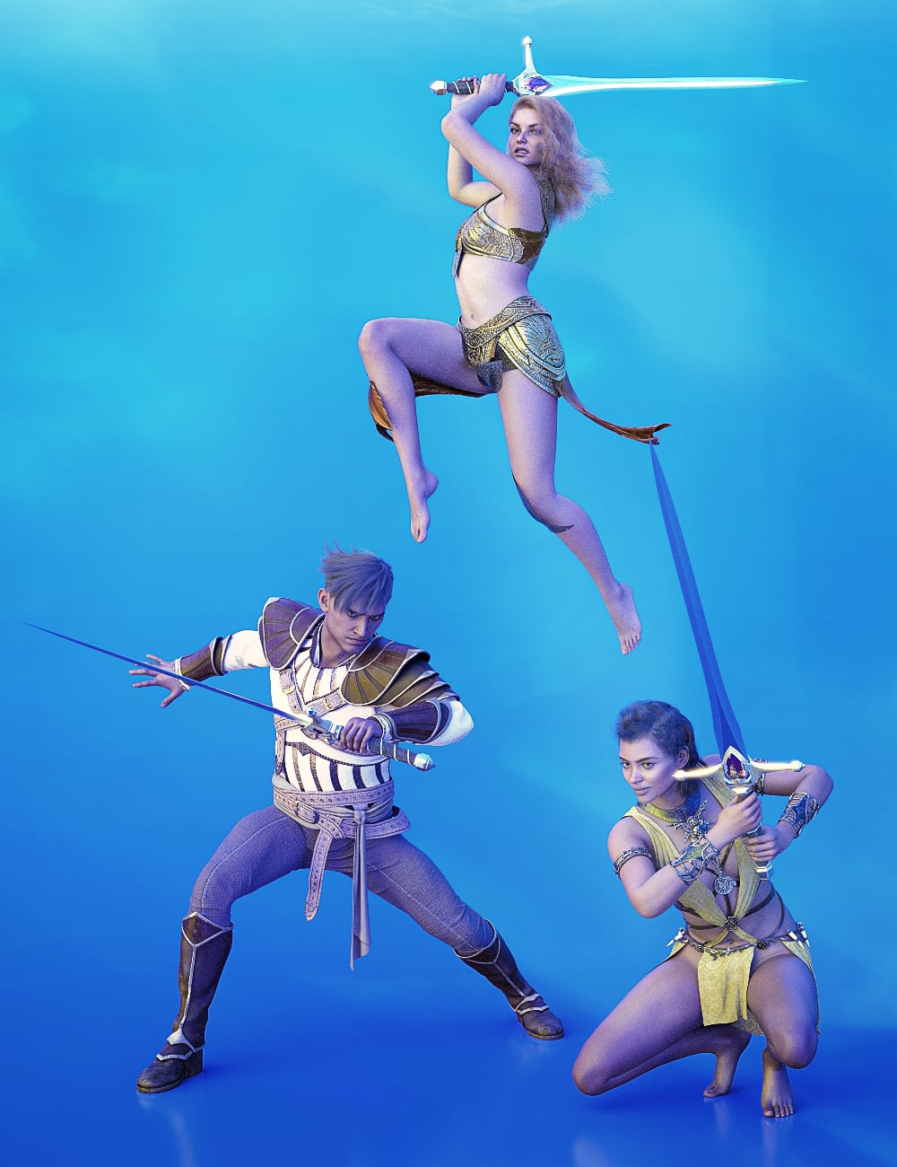 PTF Sundering Edge - Combat Poses and a Prop by: PixelTizzyFit, 3D Models by Daz 3D