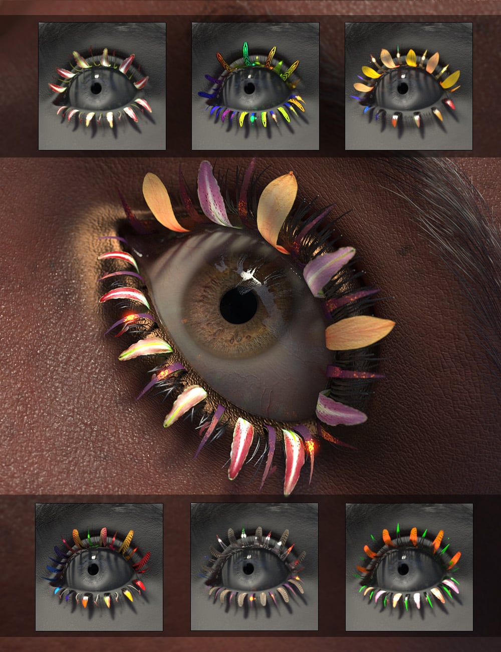 Petals & Plumes Eyelash Builder for Genesis 9 by: ForbiddenWhispers, 3D Models by Daz 3D