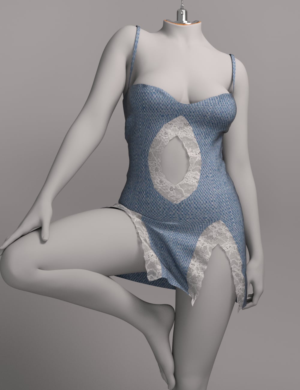dForce EG Lace Nightgown for Genesis 9 by: Ergou, 3D Models by Daz 3D
