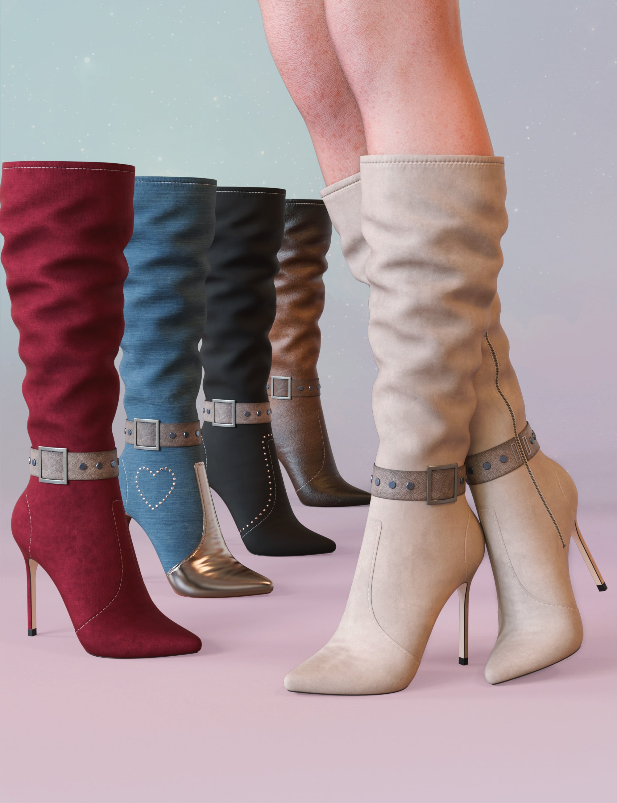 Vanille Boots for Genesis 9 and 8 Female by: PrefoX, 3D Models by Daz 3D