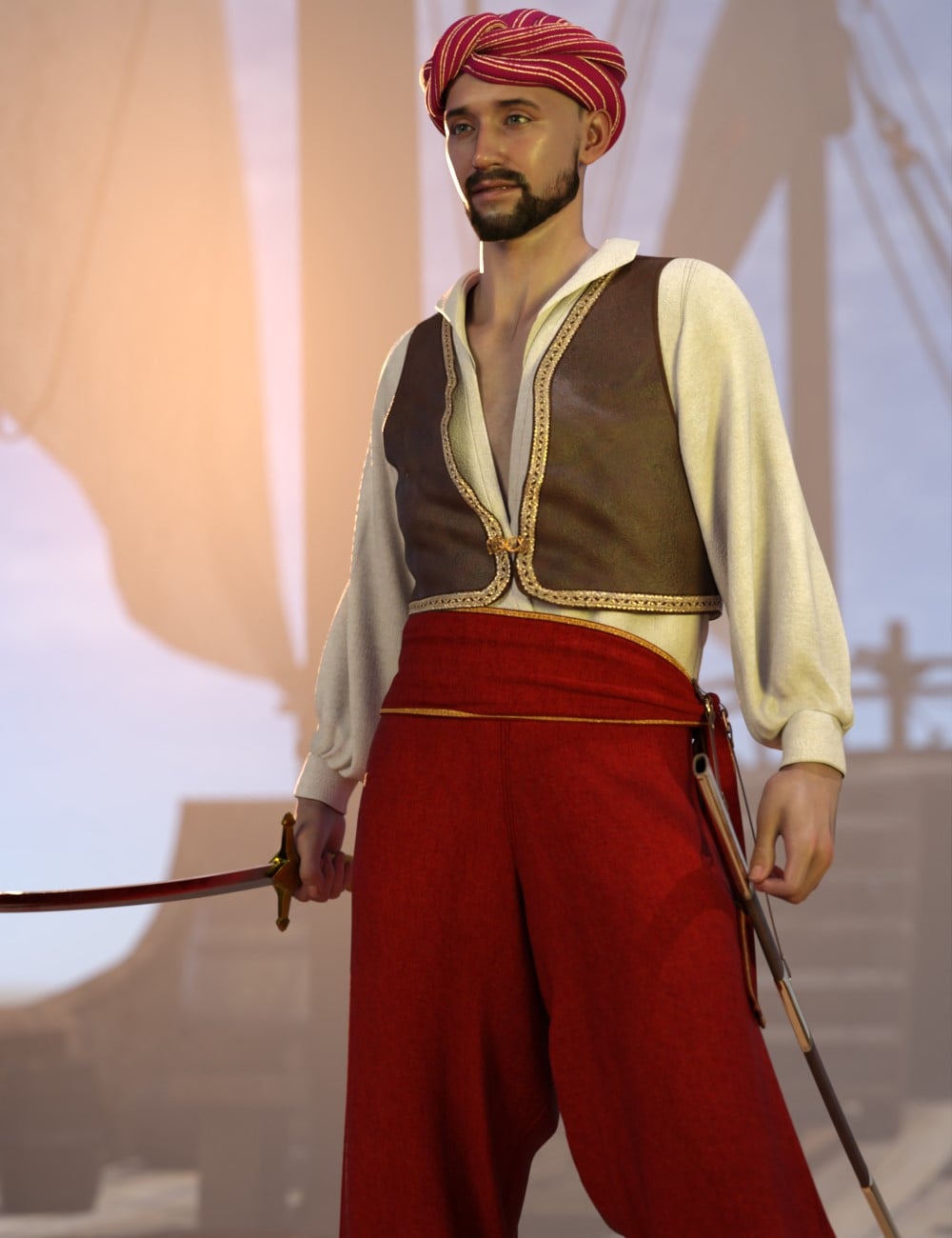 dForce Sinbad Outfit for Genesis 9 and 8 Female by: Chris Cox, 3D Models by Daz 3D