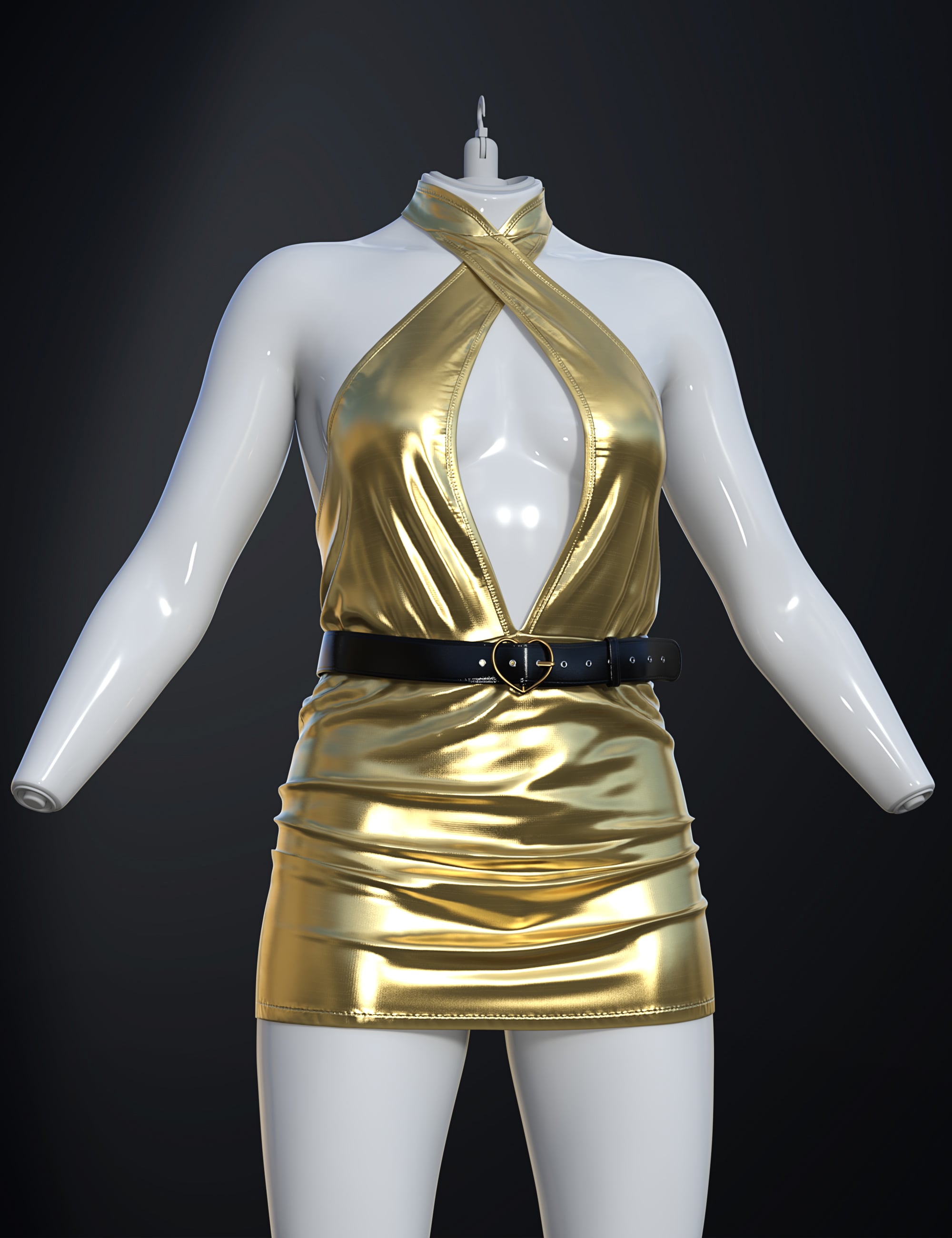 dForce SU Hanging Neck Dress for Genesis 9 by: Sue Yee, 3D Models by Daz 3D