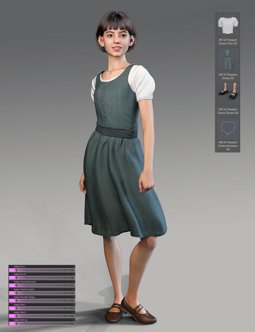 dForce MB Peasant Dress for Genesis 9 Feminine | Daz 3D