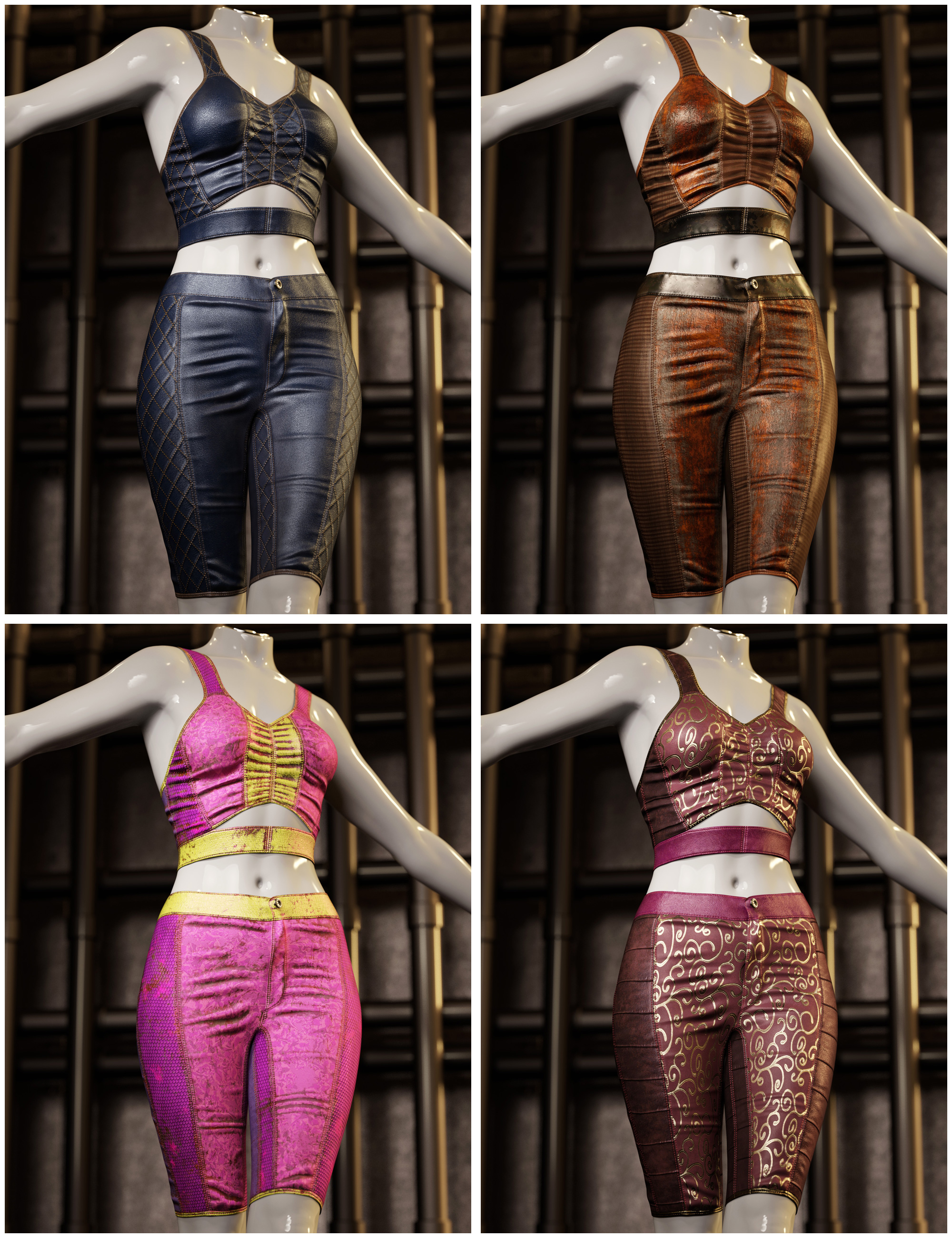 Fantasy Textures Addon for Action Leather Leather Top And Leggings by: outoftouch, 3D Models by Daz 3D