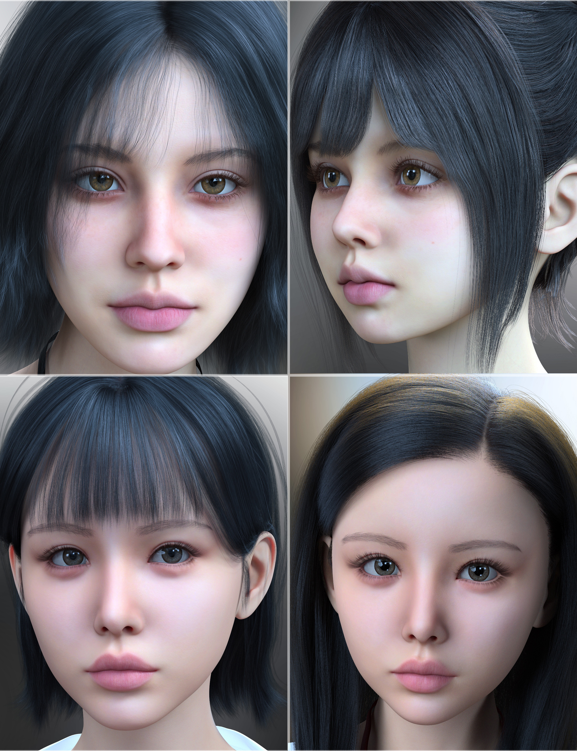Vo Nyla and Young, and Vo Jade and Young HD for Genesis 9 Character Bundle by: VOOTW, 3D Models by Daz 3D