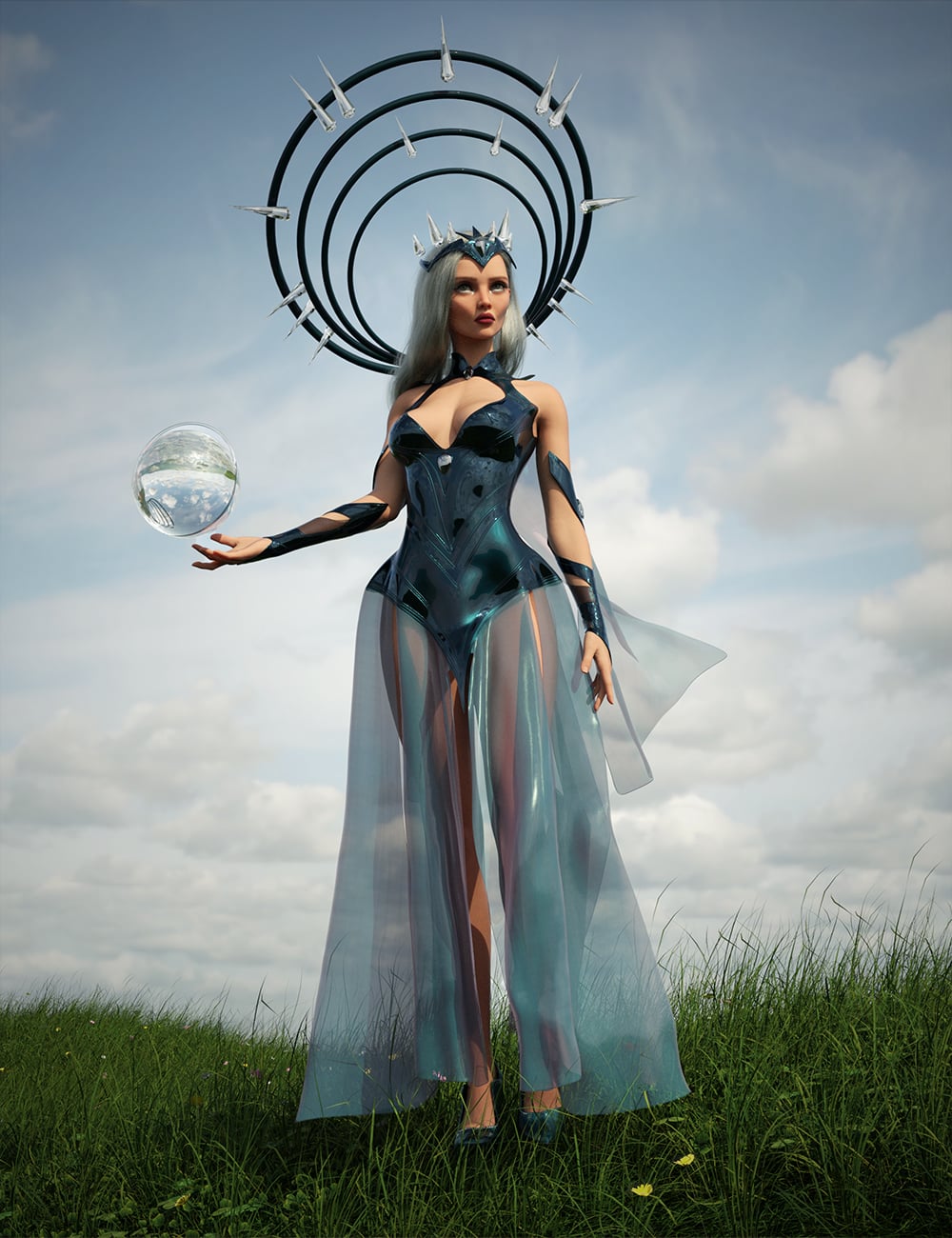 dForce Crystallizer Dress for Genesis 9 by: Chrryt, 3D Models by Daz 3D