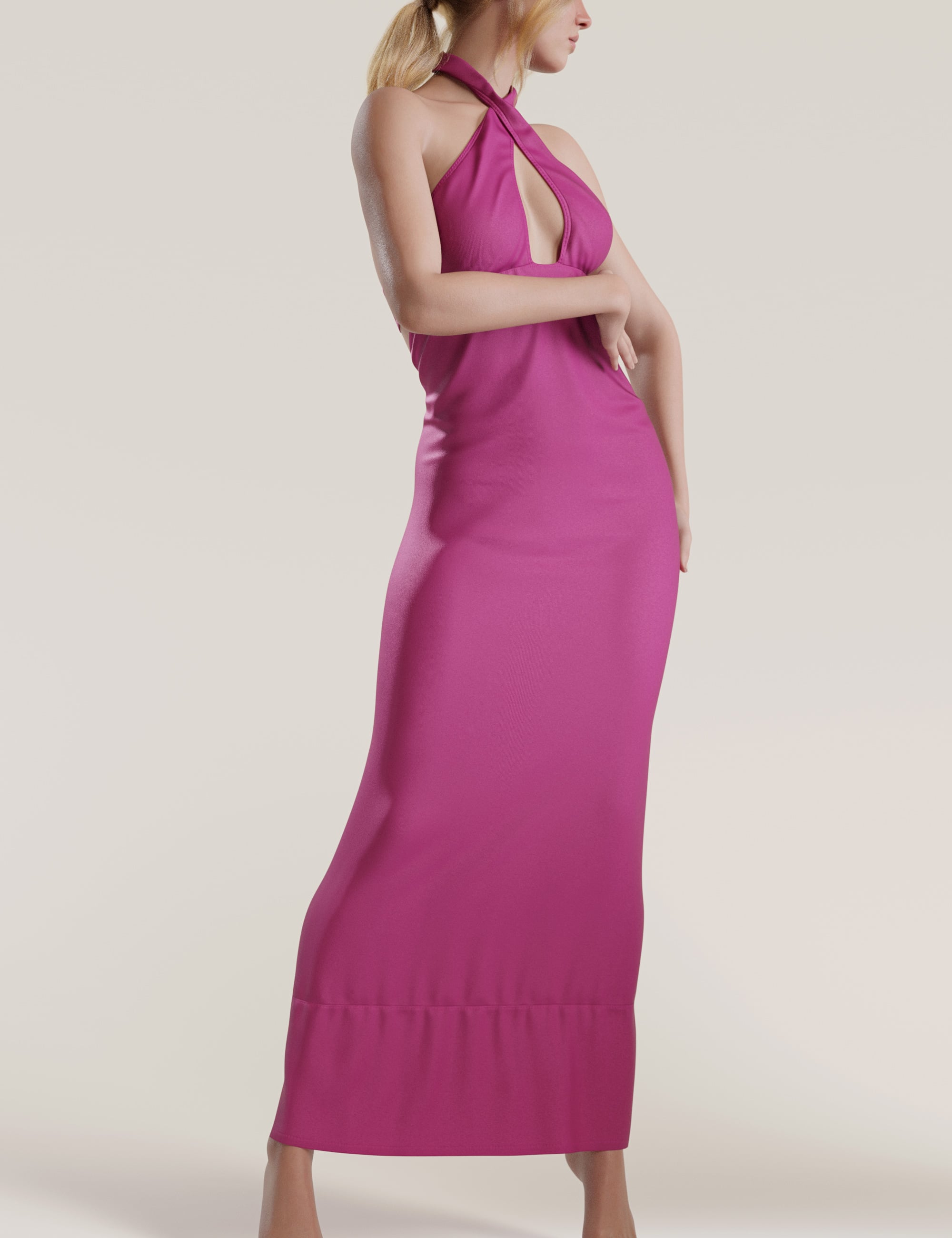 dForce Twisted Neckholder Dress for Genesis 9 by: outoftouch, 3D Models by Daz 3D