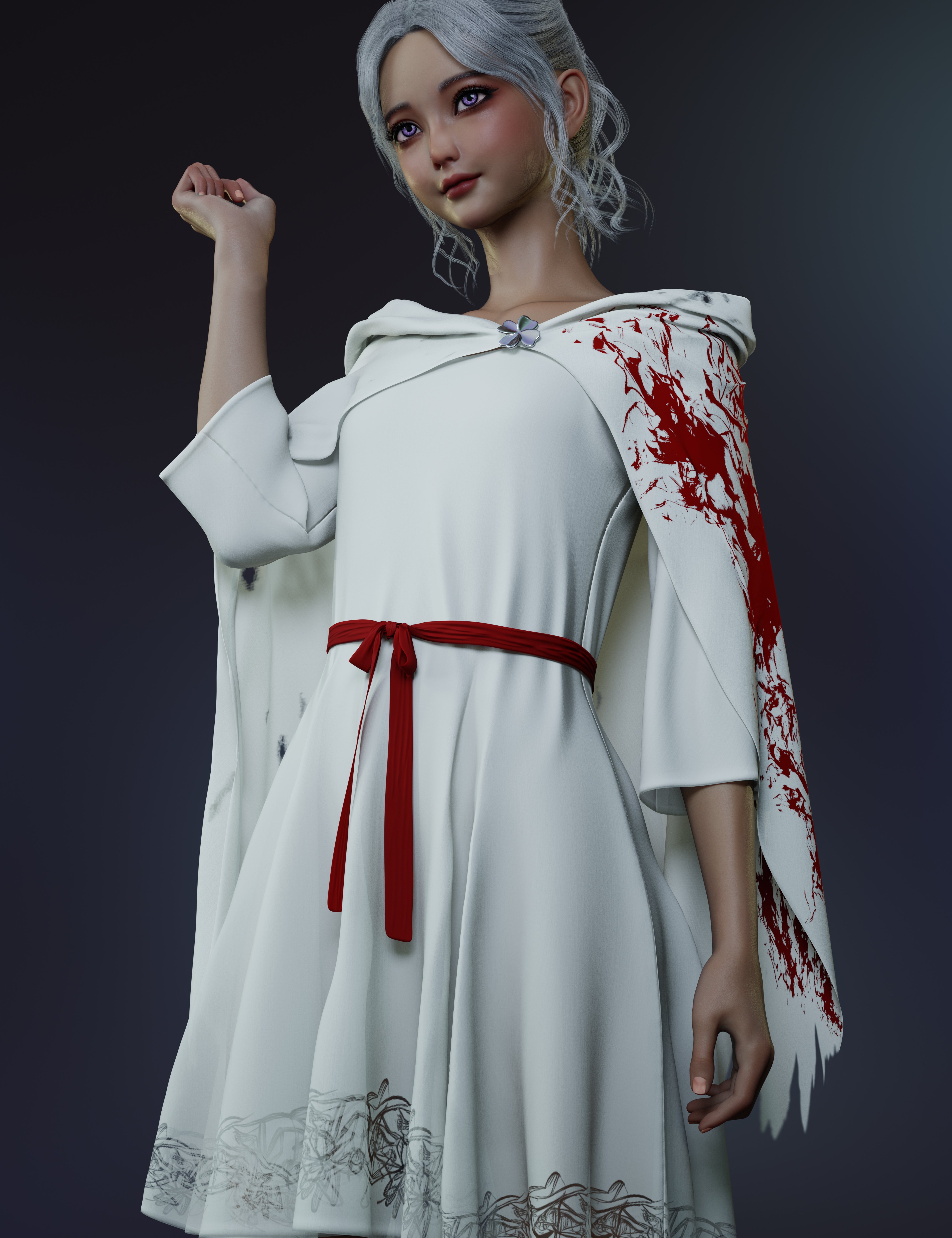dForce Dress And Cloak Outfit for Genesis 9 by: yuke, 3D Models by Daz 3D