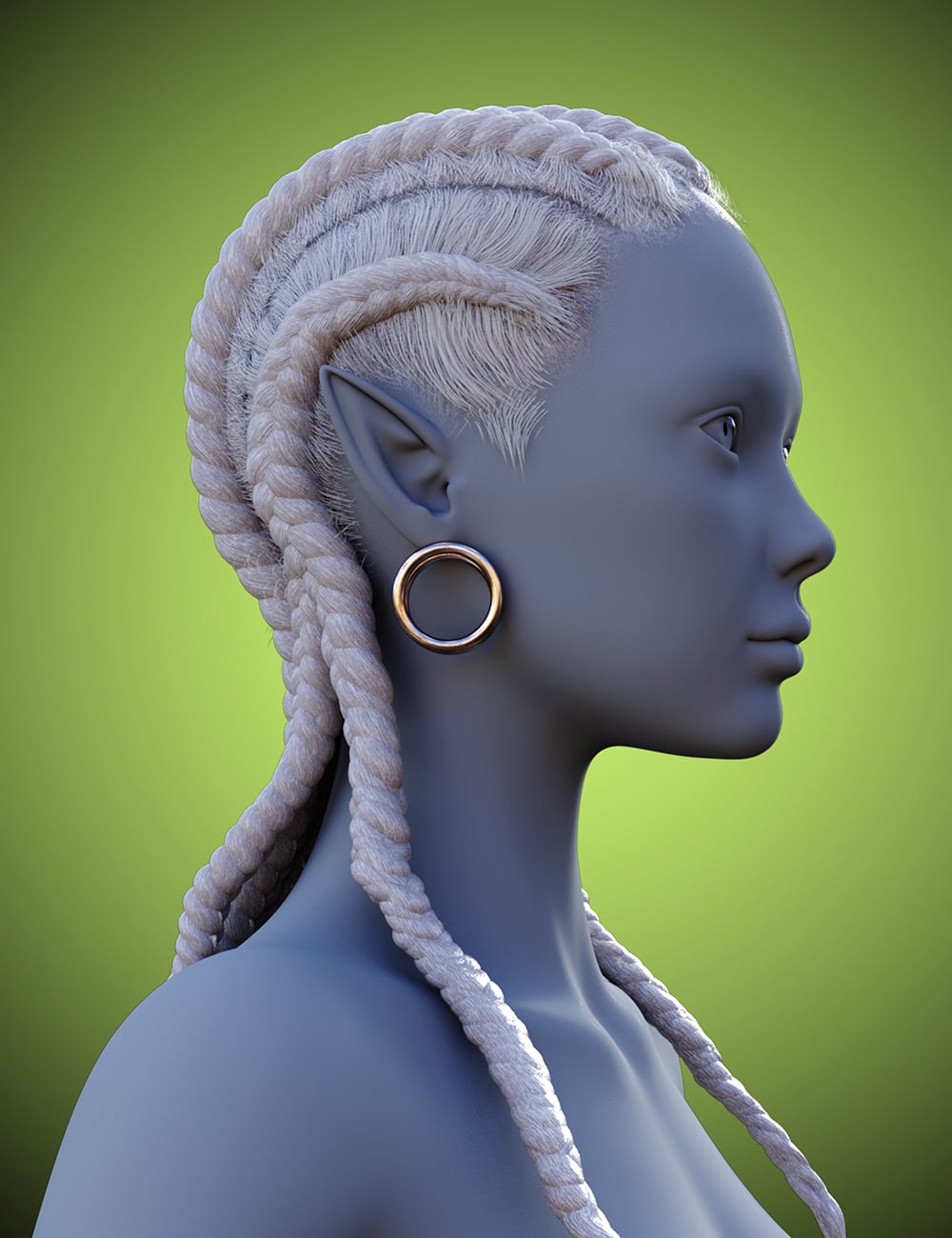 Sevenly Braid Hair for Genesis 9 by: Chrryt, 3D Models by Daz 3D