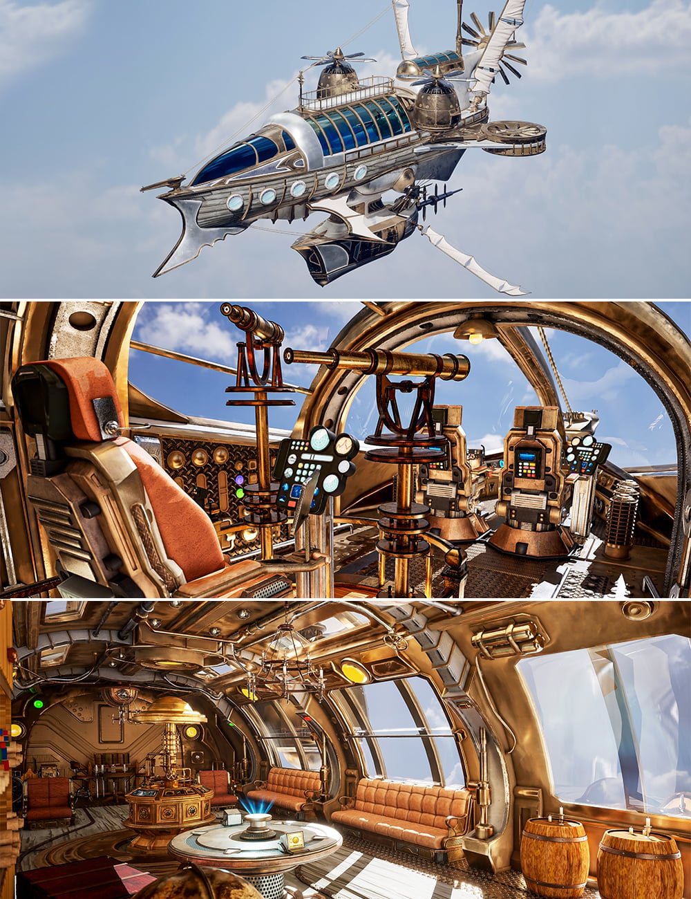 XI Fantasy Airship Bundle by: Xivon, 3D Models by Daz 3D