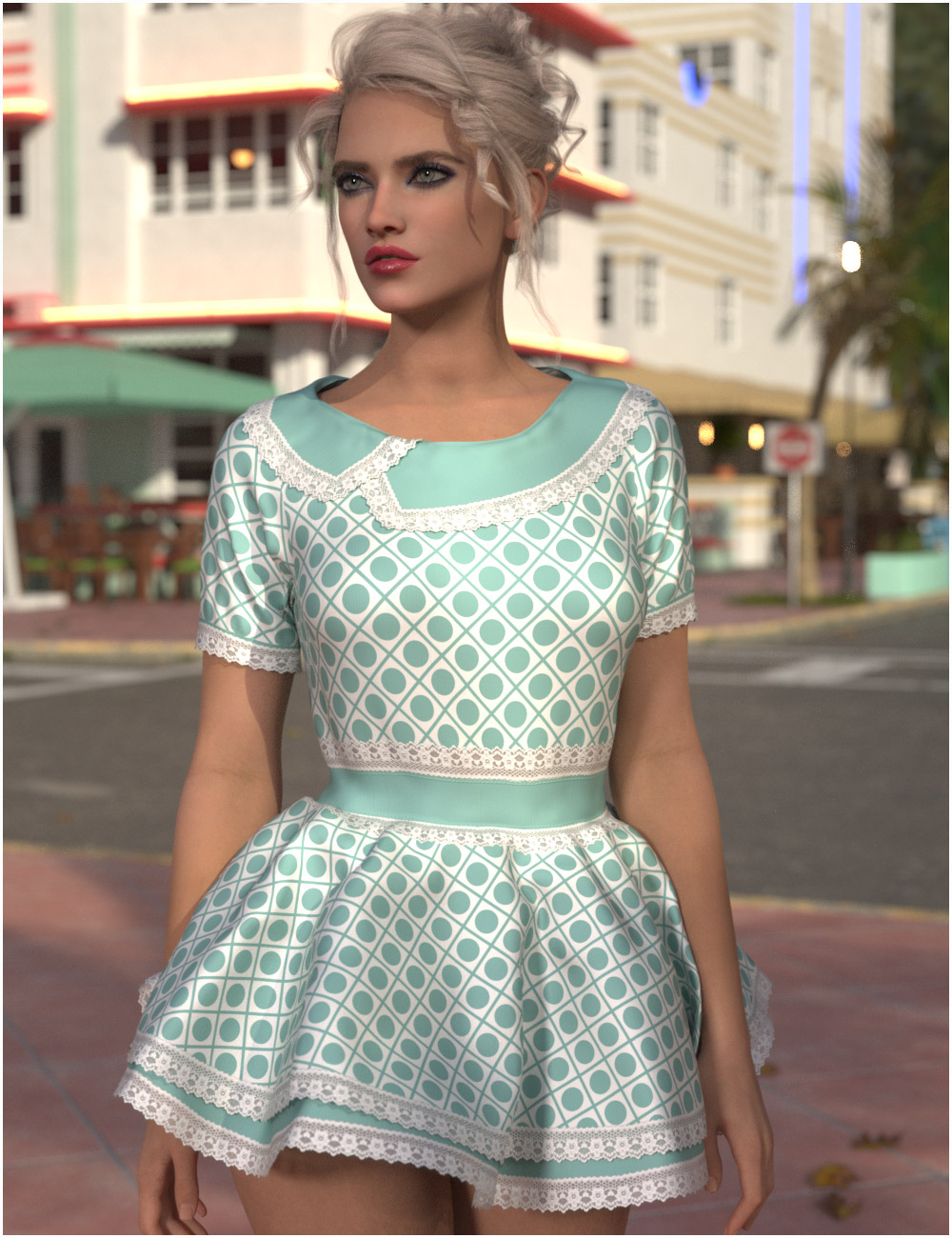 dForce Betty Dress For Genesis 9 by: Belladzines, 3D Models by Daz 3D