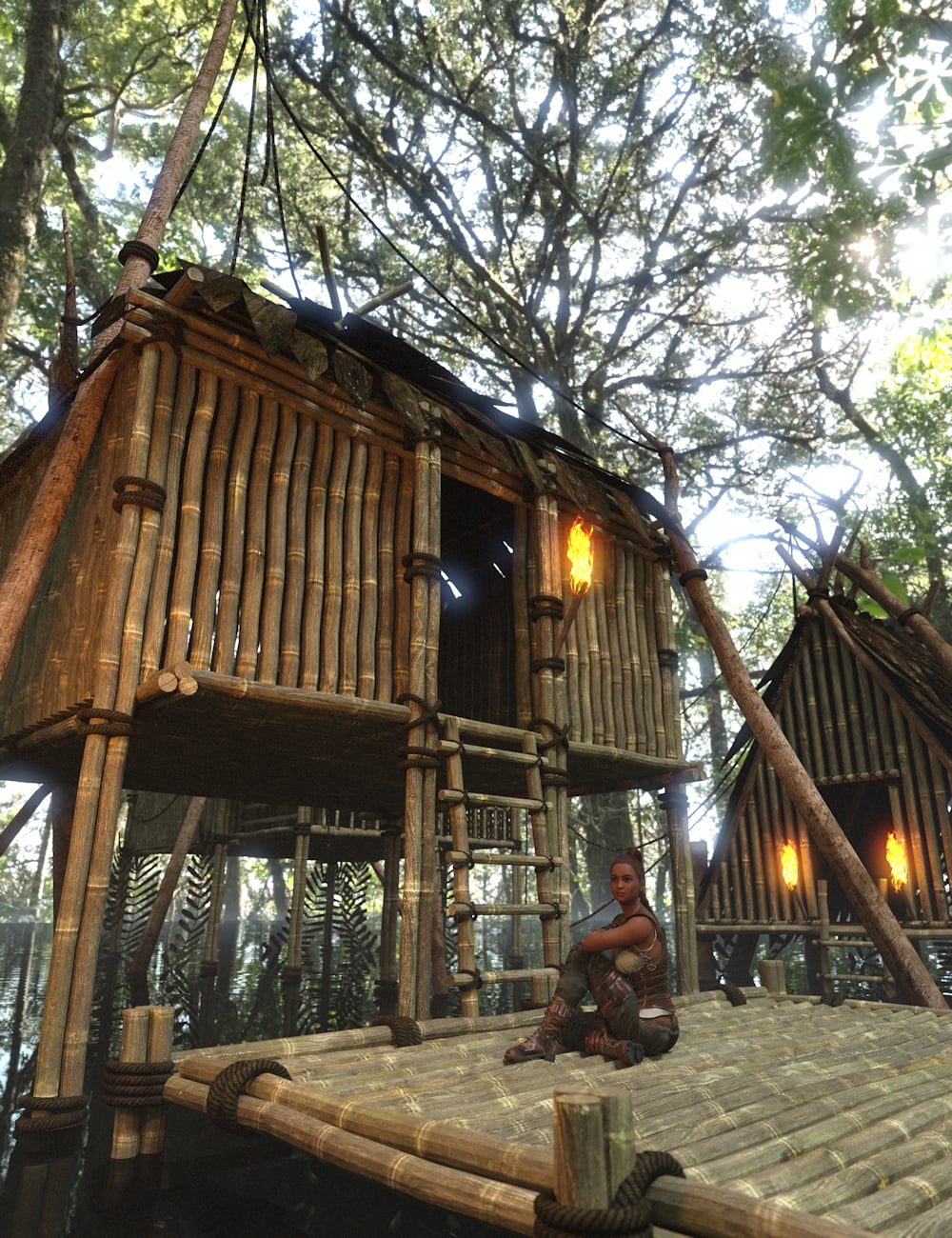 Jungle Stilt Huts 1 by: Enterables, 3D Models by Daz 3D