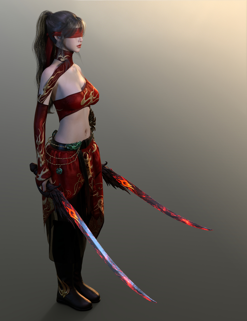 dForce Lala Fire Spirit Suit for Genesis 9 by: Lala-Rabbit, 3D Models by Daz 3D