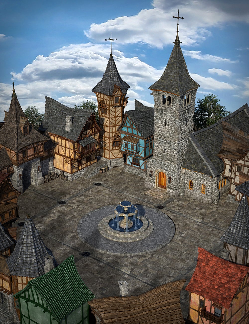 Fairytale Town Square Bundle by: The Alchemist, 3D Models by Daz 3D