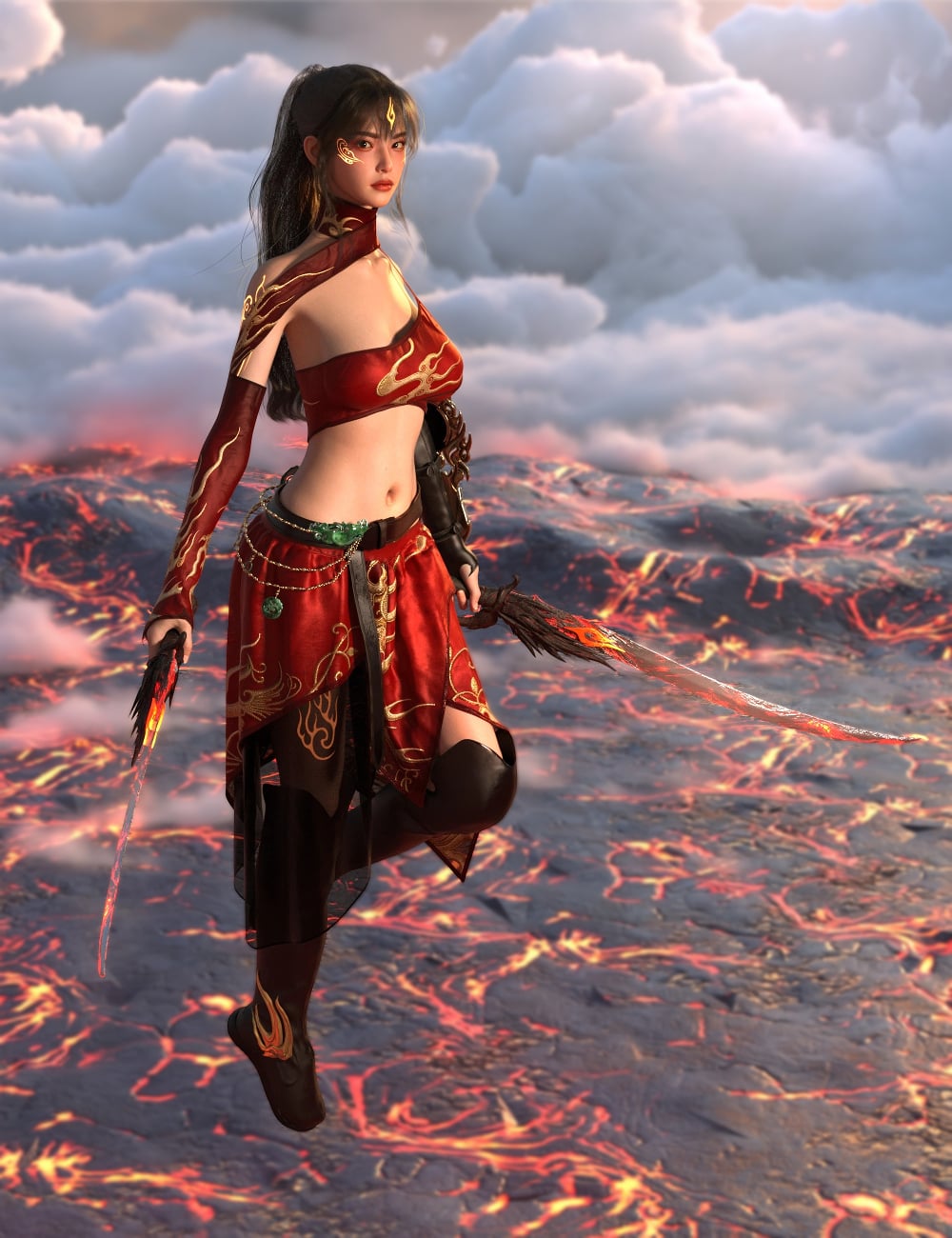 Lala Crimson Ember Bundle for Genesis 9 by: Lala-Rabbit, 3D Models by Daz 3D