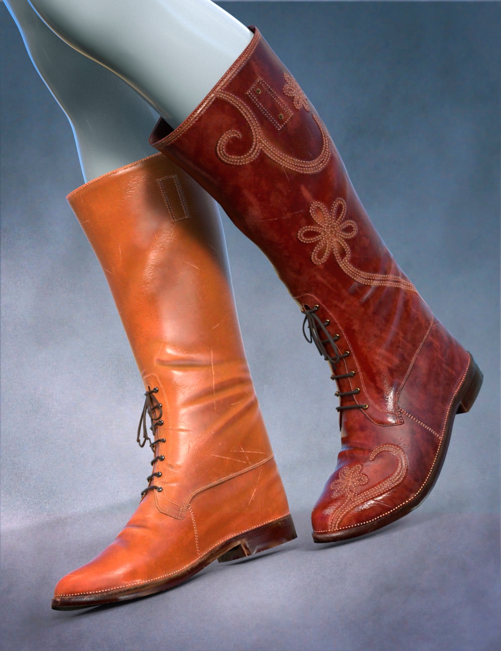 LA Vintage Boots for Genesis 9 by: Laia, 3D Models by Daz 3D