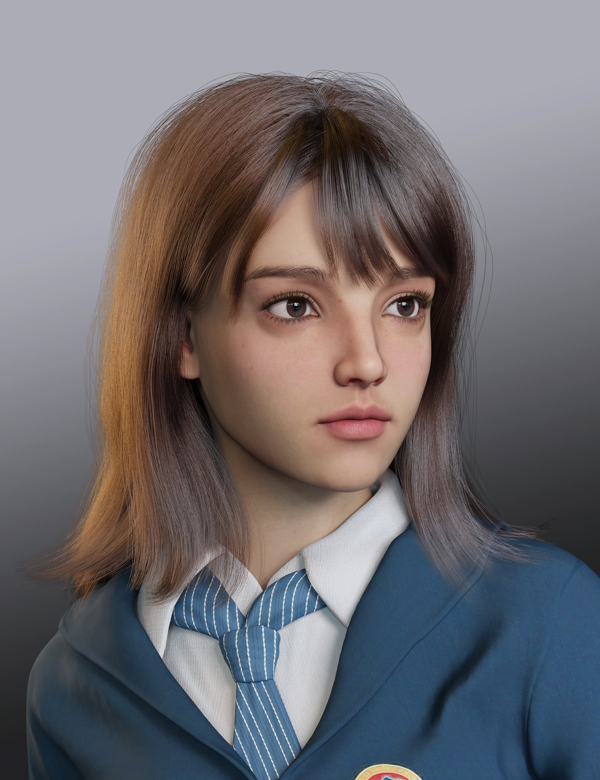 dForce Collarbone Length Hair for Genesis 9 by: Magic Brush, 3D Models by Daz 3D