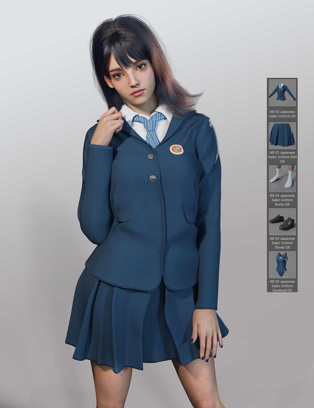 dForce MB Japanese Sailor Uniform for Genesis 9 Feminine by: Magic Brush, 3D Models by Daz 3D