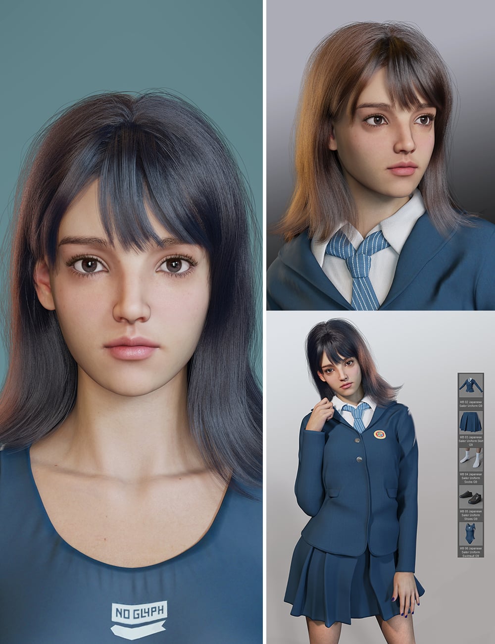 MB Shaunee for Genesis 9 Bundle by: Magic Brush, 3D Models by Daz 3D