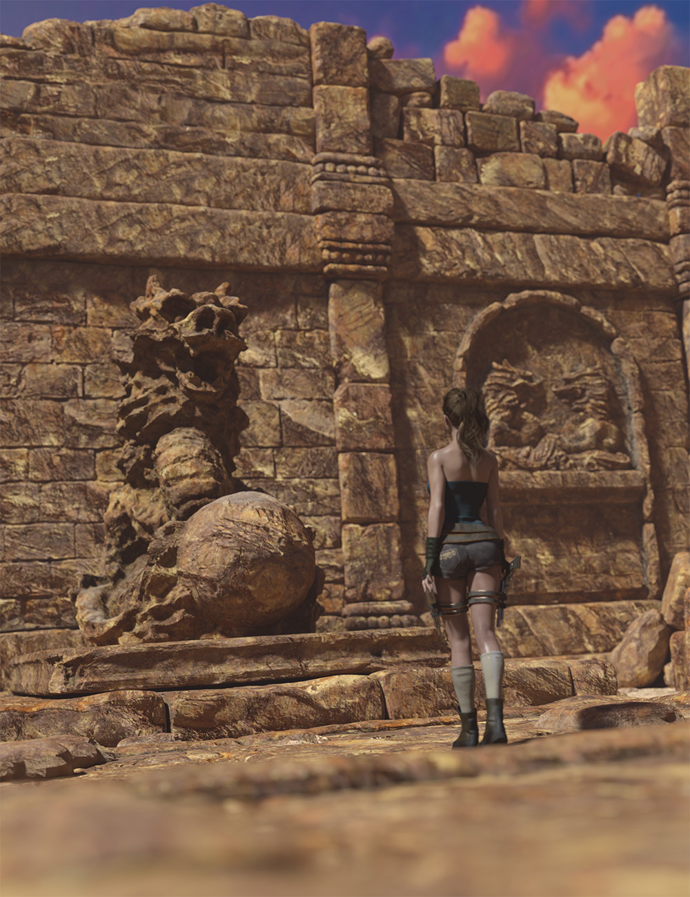 Eastern Dragon Temple - Desert Ruin by: Orestes Graphics, 3D Models by Daz 3D