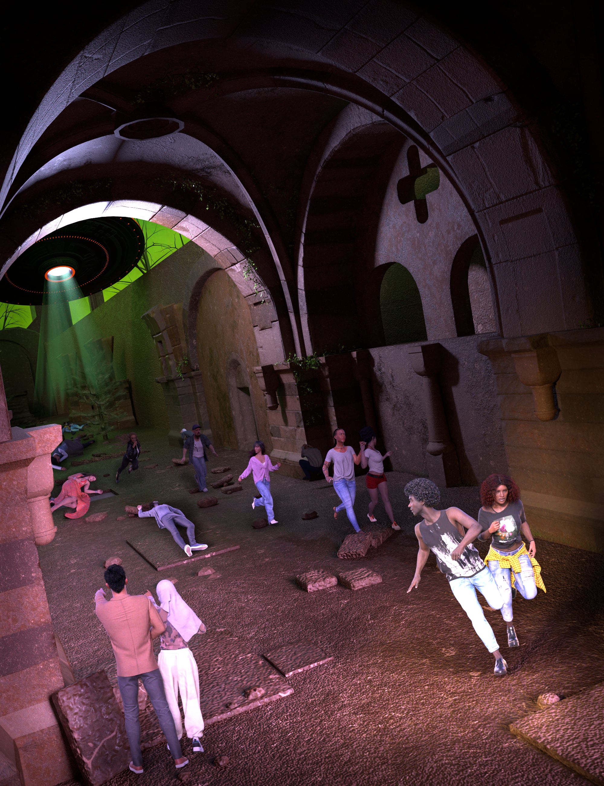 SY Fleeing Disaster Crowd Iray by: Sickleyield, 3D Models by Daz 3D