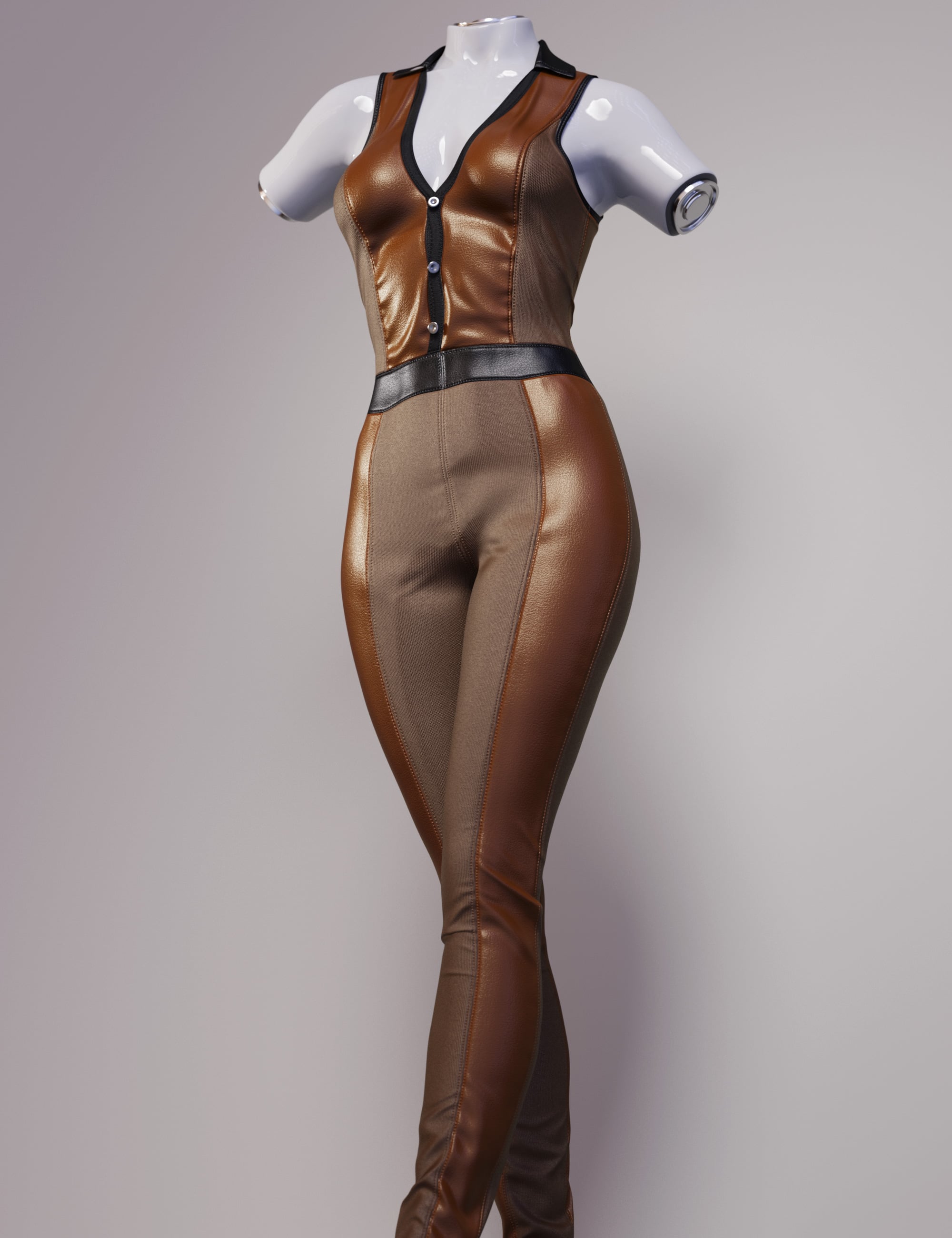 dForce Sleeveless Buttoned Bodysuit for Genesis 9 by: outoftouch, 3D Models by Daz 3D
