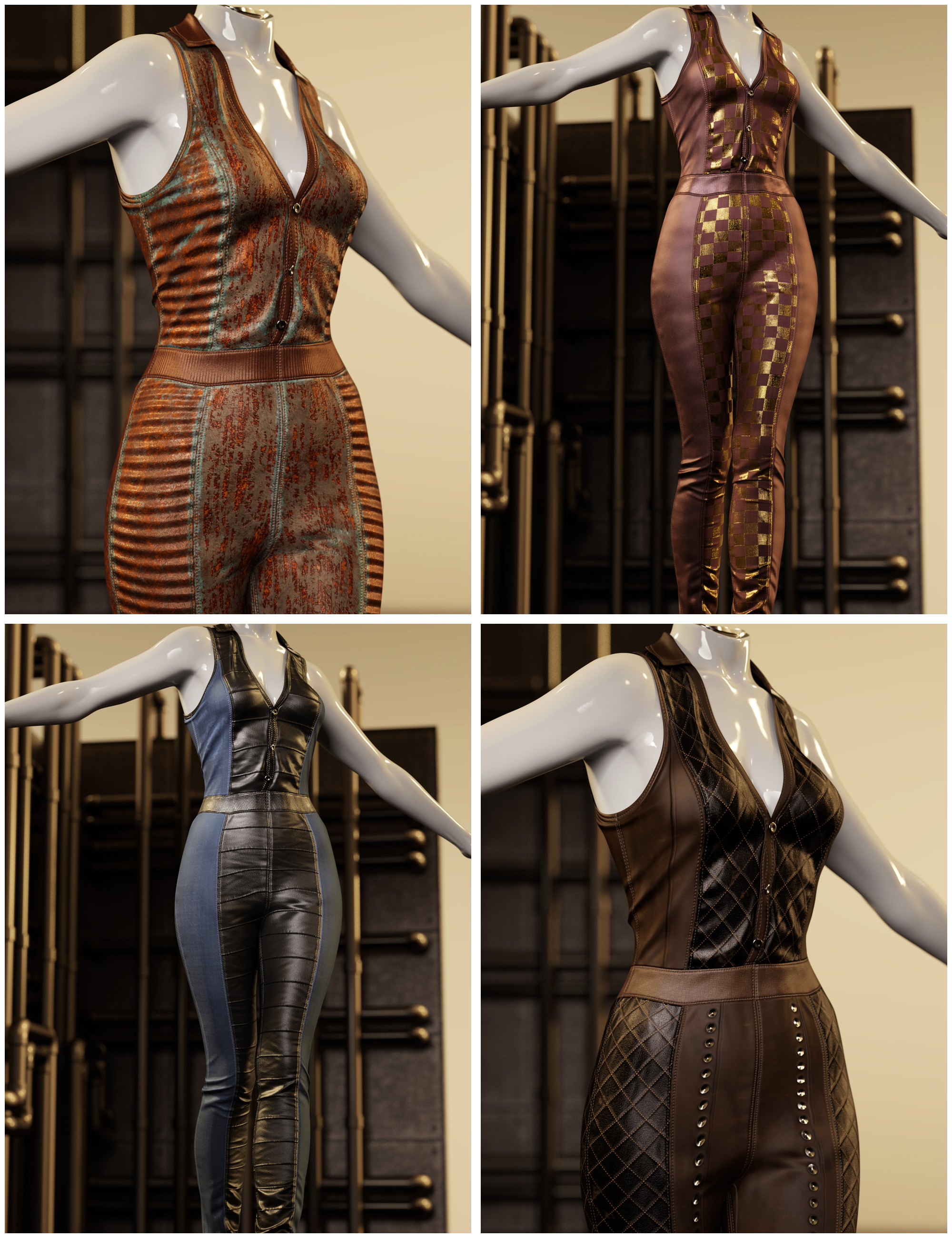 Fantasy Textures Addon for Sleeveless Buttoned Bodysuit by: outoftouch, 3D Models by Daz 3D