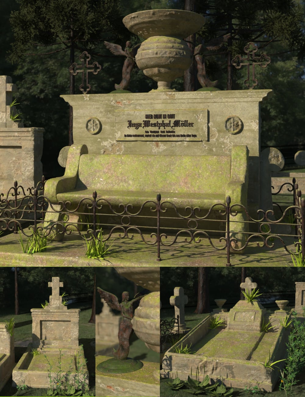 Belleville Cemetery - Blue Angel by: Fantasyart3D, 3D Models by Daz 3D