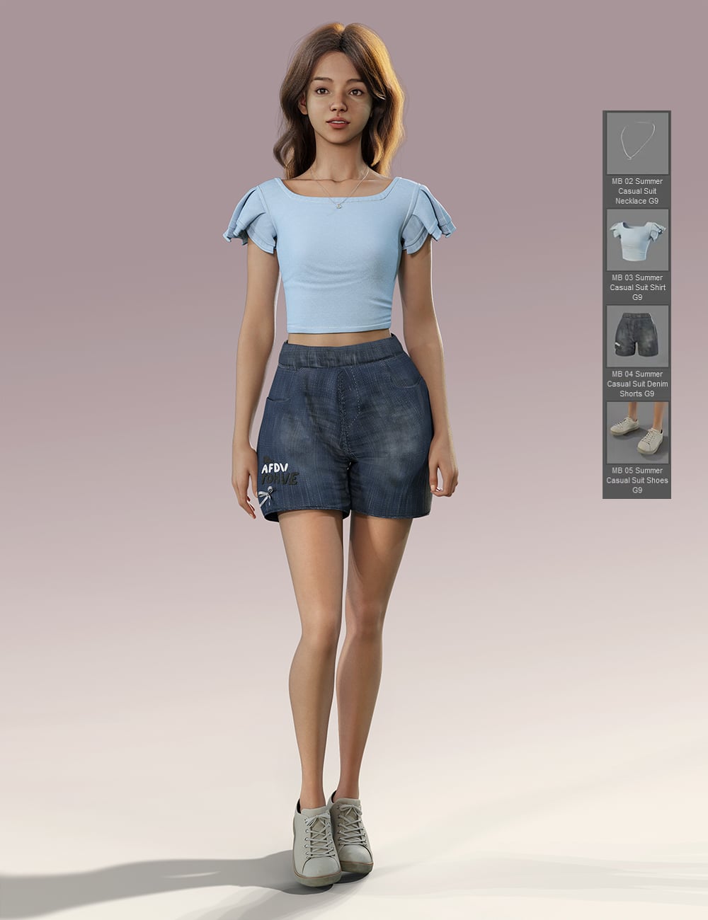 dForce MB Summer Casual Suit for Genesis 9 Feminine by: Magic Brush, 3D Models by Daz 3D