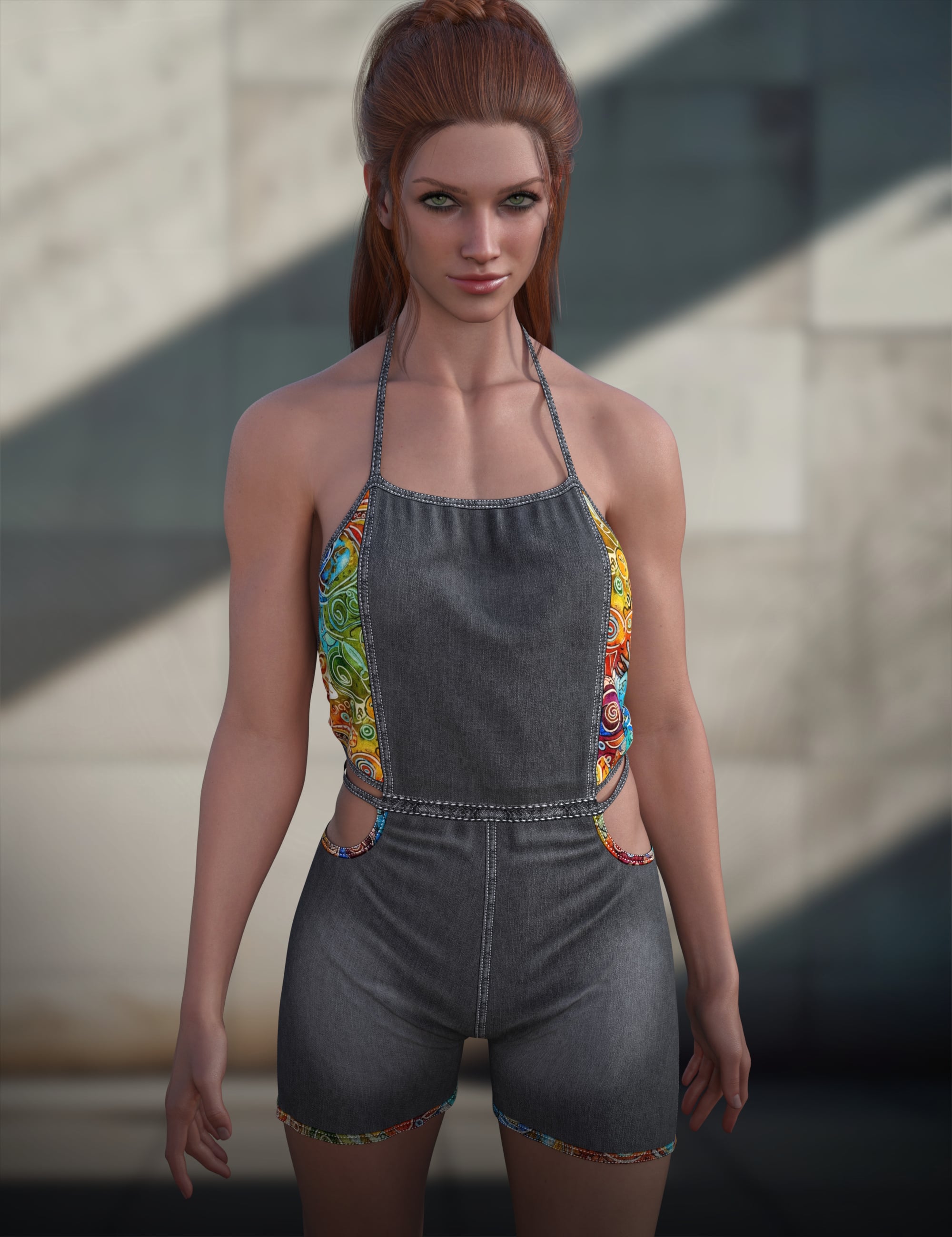 dForce Rebel Romper for Genesis 9 and 8 Female by: ~Wolfie~, 3D Models by Daz 3D