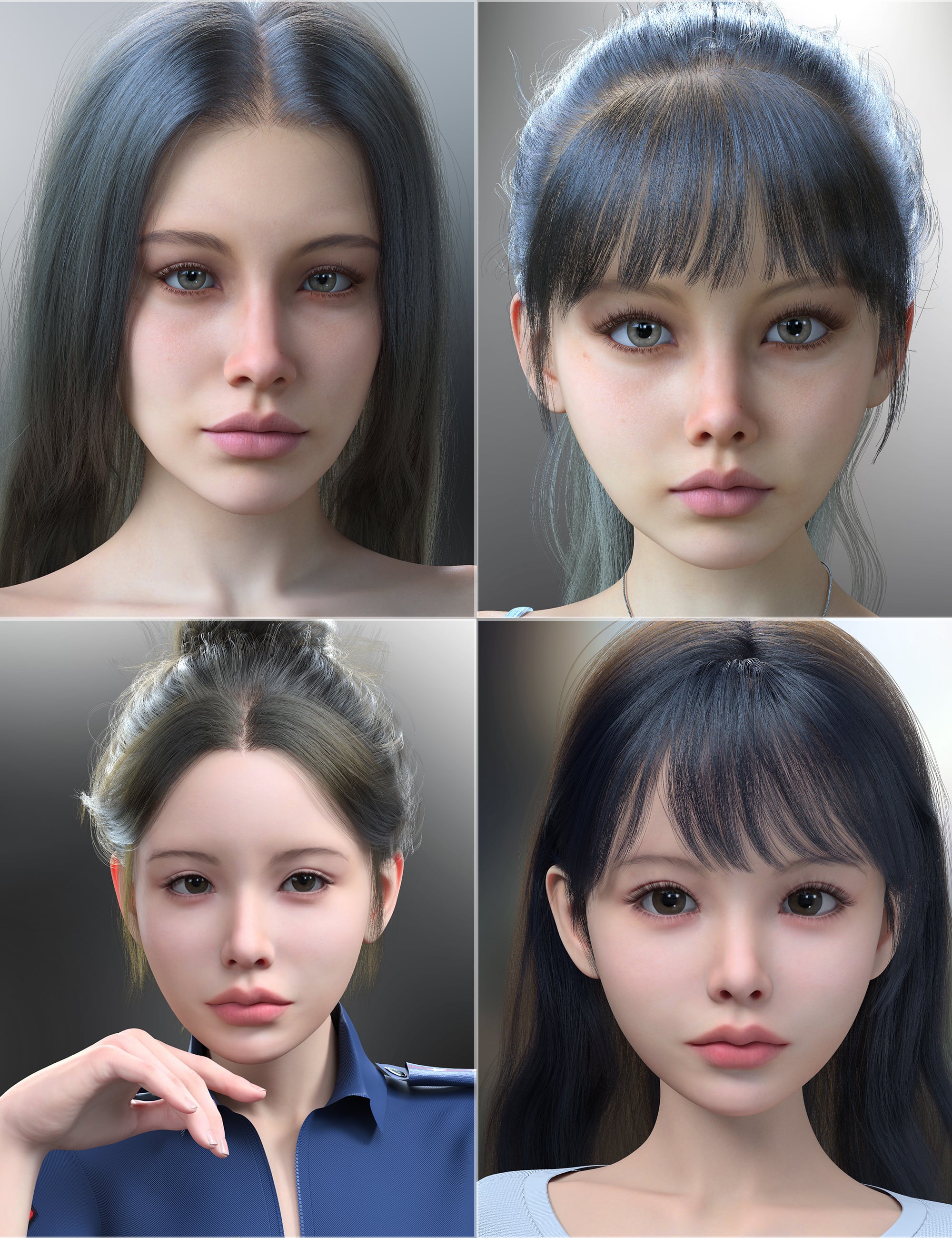Vo Sage and Young, and Vo Liv and Young HD for Genesis 9 Character Bundle by: VOOTW, 3D Models by Daz 3D