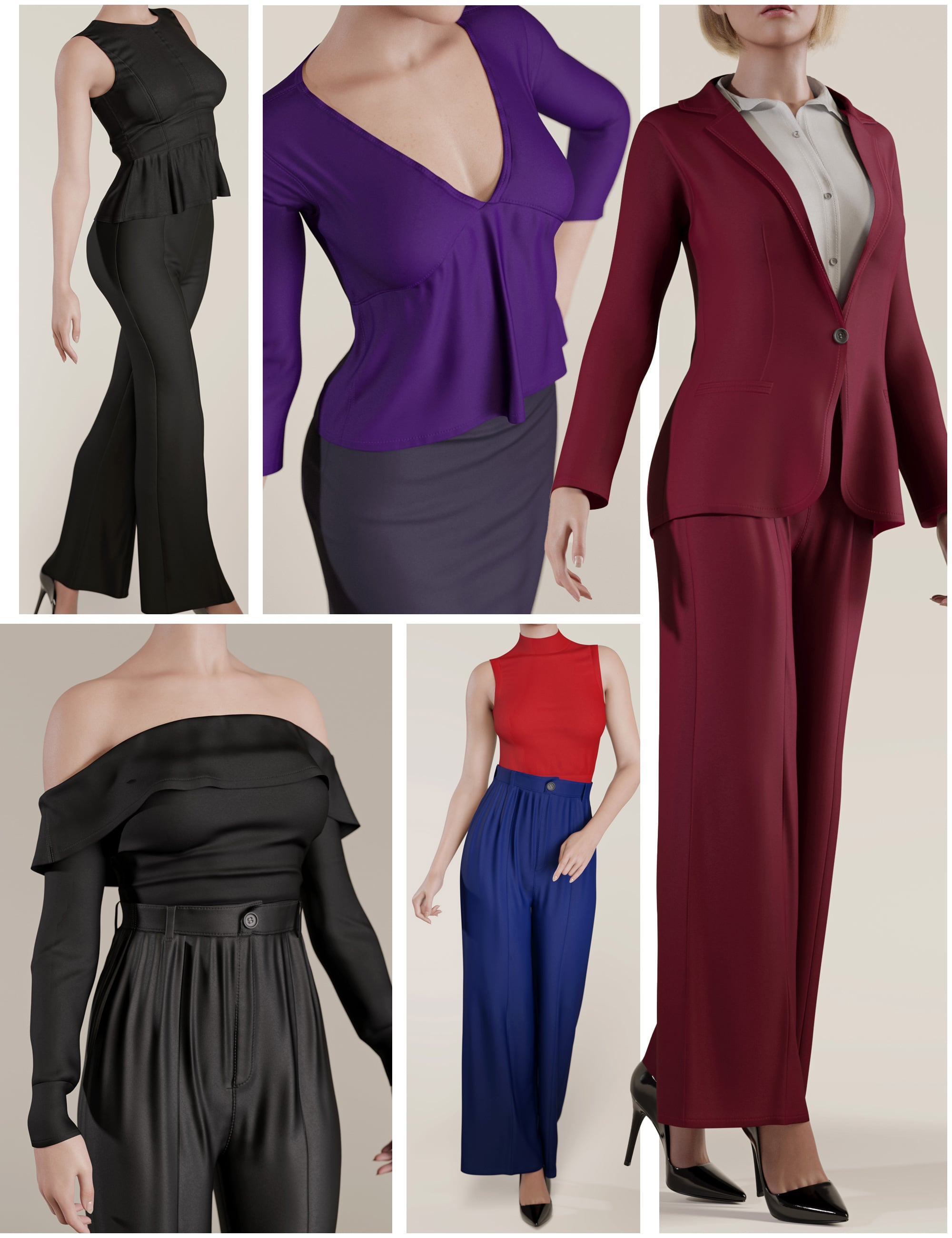 dForce 9-in-1 Office Hour Wardrobe for Genesis 9 by: outoftouch, 3D Models by Daz 3D
