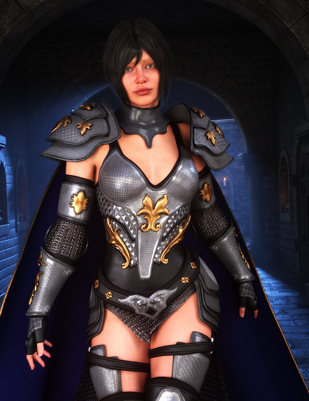 dForce Stormguard Fantasy Armor Outfit for Genesis 9 by: Val3dartbiuzpharb, 3D Models by Daz 3D