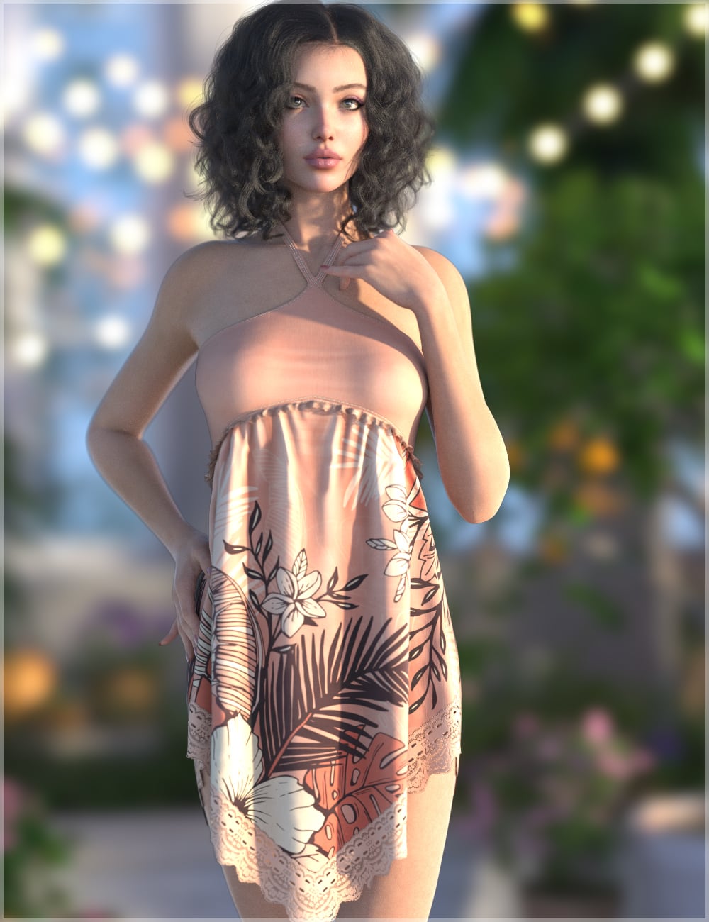 dForce Garden Party Dress Genesis 9 by: Sveva, 3D Models by Daz 3D