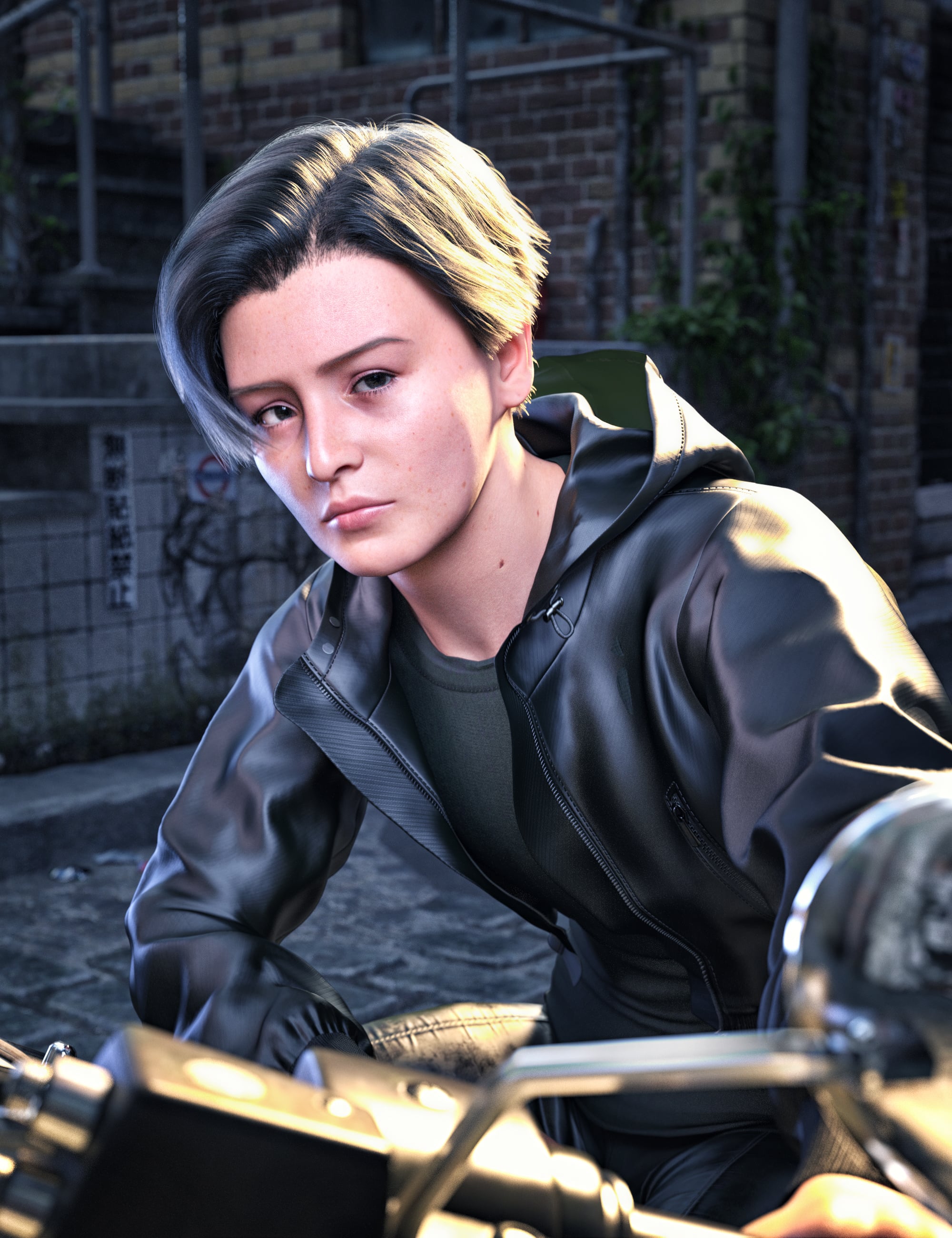 dForce Strand-Based FE Side Parted Short Hair for Genesis 9 by: FeSoul, 3D Models by Daz 3D