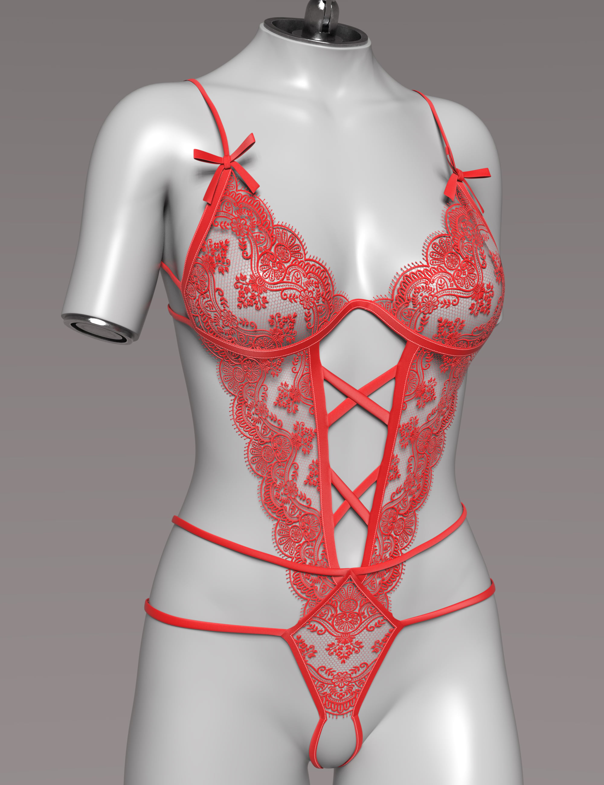 dForce GN Lace Cami Bodysuit for Genesis 9 and 8 Female by: Goanna, 3D Models by Daz 3D