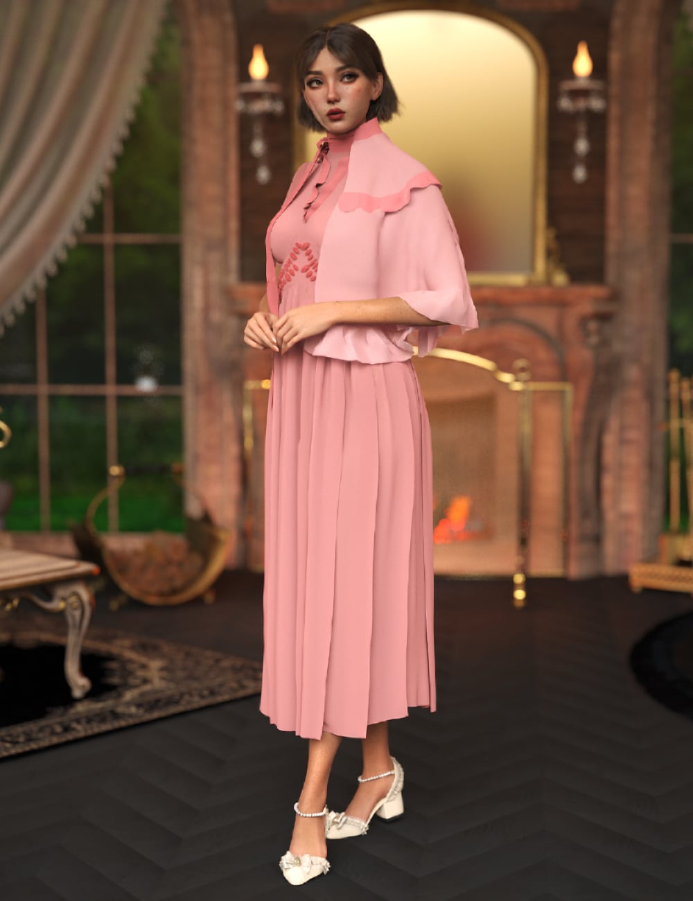 dForce Spring Dress Set for Genesis 9 by: Alodia Thaliel, 3D Models by Daz 3D