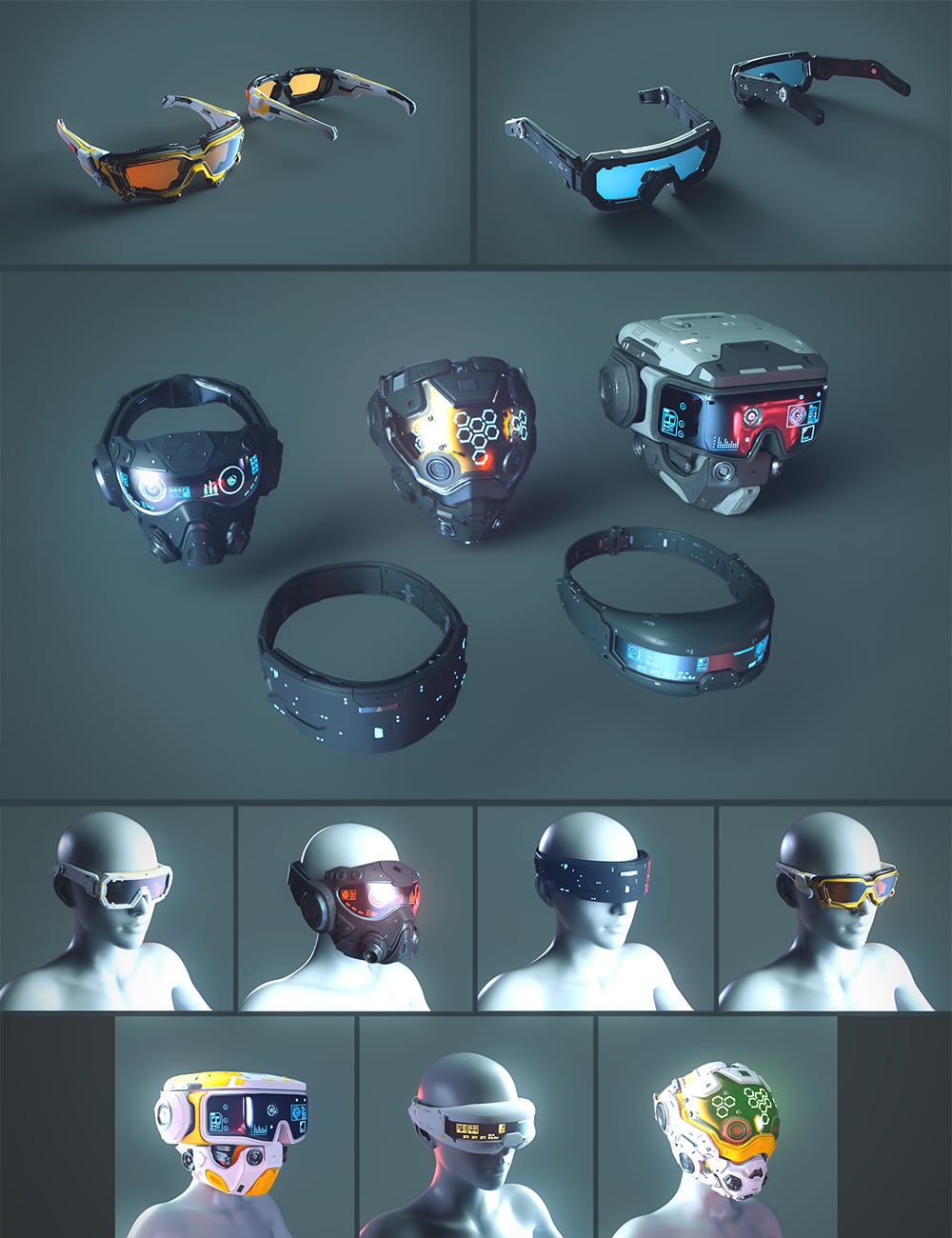 Polish Sci-Fi Head Gadgets by: Polish, 3D Models by Daz 3D