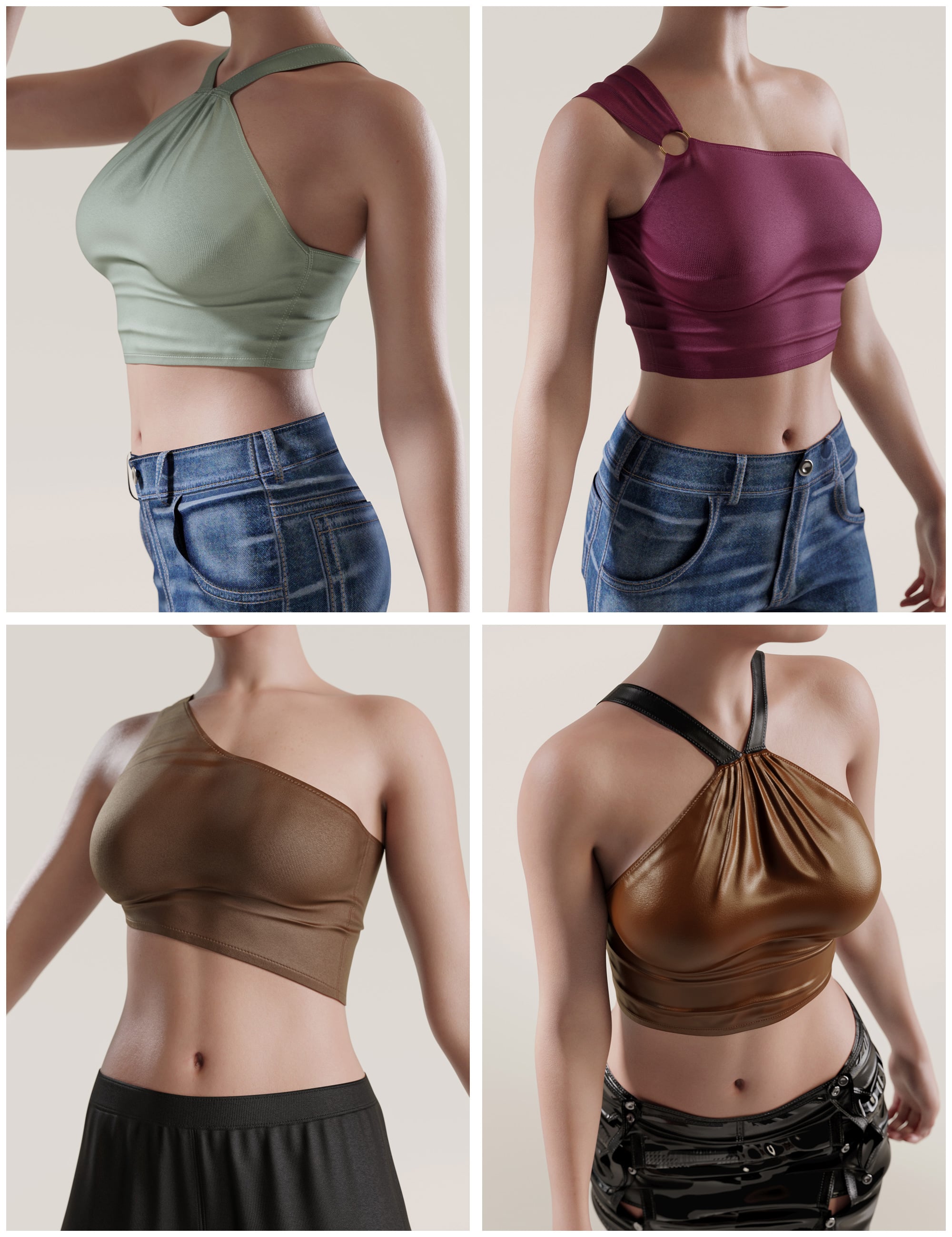 dForce Summer Tops for Genesis 9 by: outoftouch, 3D Models by Daz 3D
