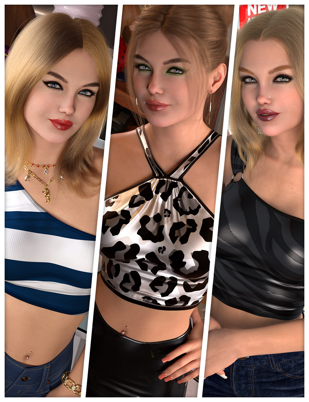 Everyday Textures for dForce Summer Tops for Genesis 9 by: ShanasSoulmate, 3D Models by Daz 3D